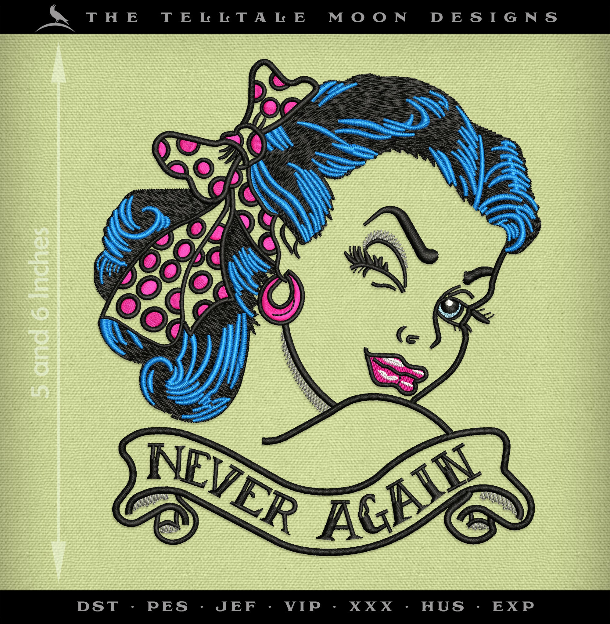 Machine Embroidery: Sassy 1950s Girl - 6 Inches - 6 Thread Colors