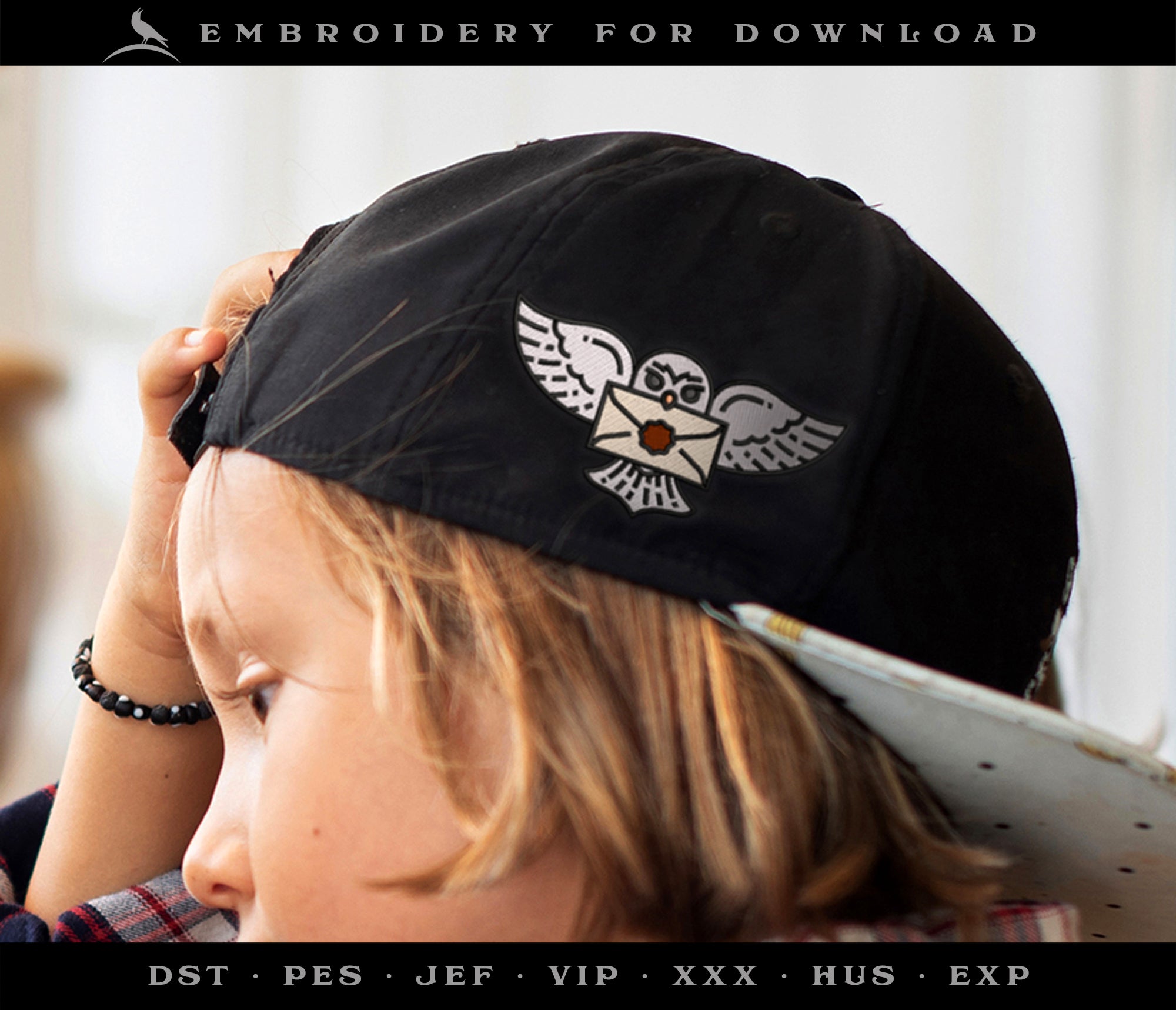 Machine Embroidery Files: Magical Owl Mail Delivery Icon (4.5 Inches, 6 Thread Colors)