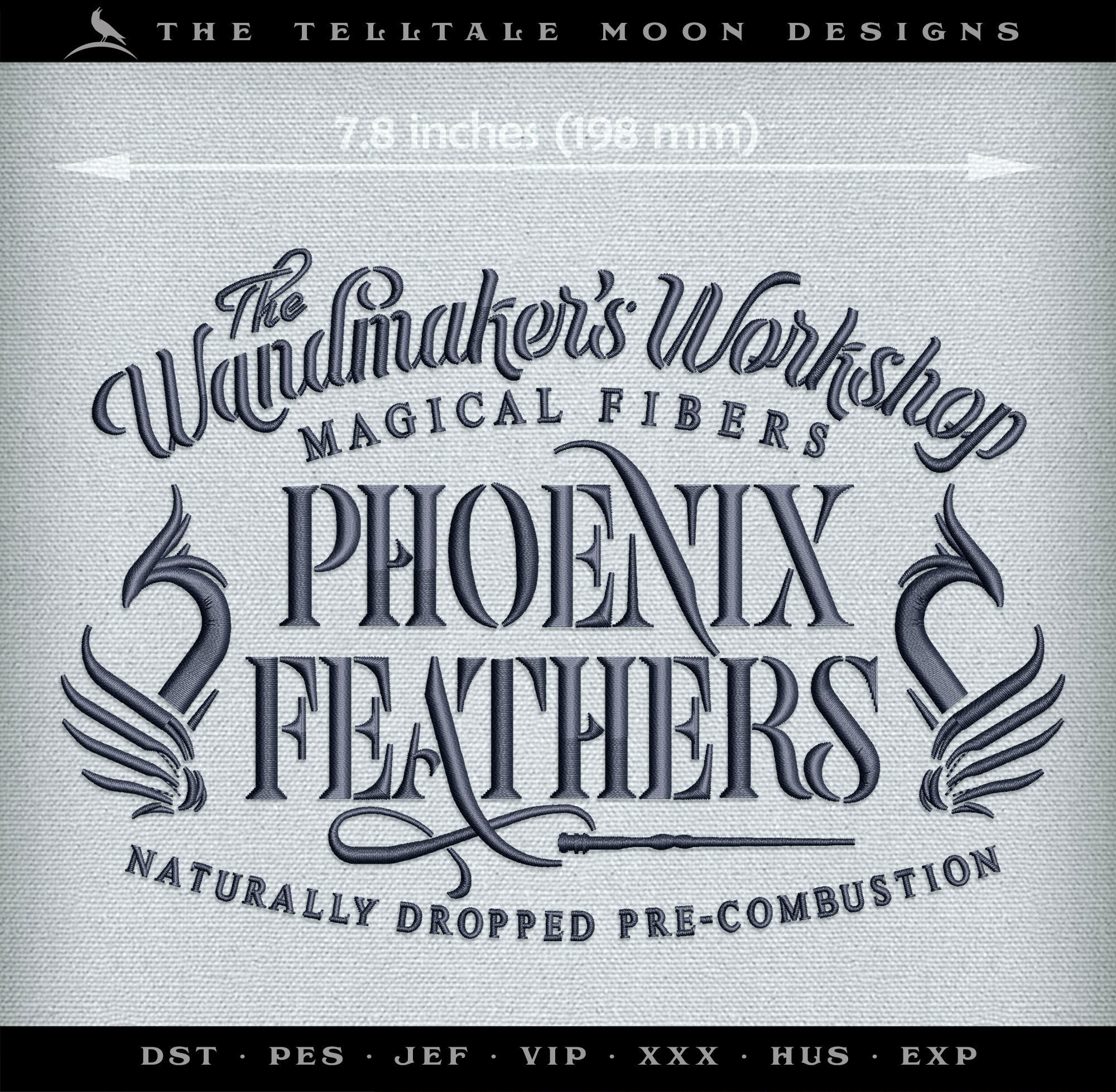 Embroidery: "Wandmaker's Feathers" Stencil-look Design - Four Sizes - One Thread Color