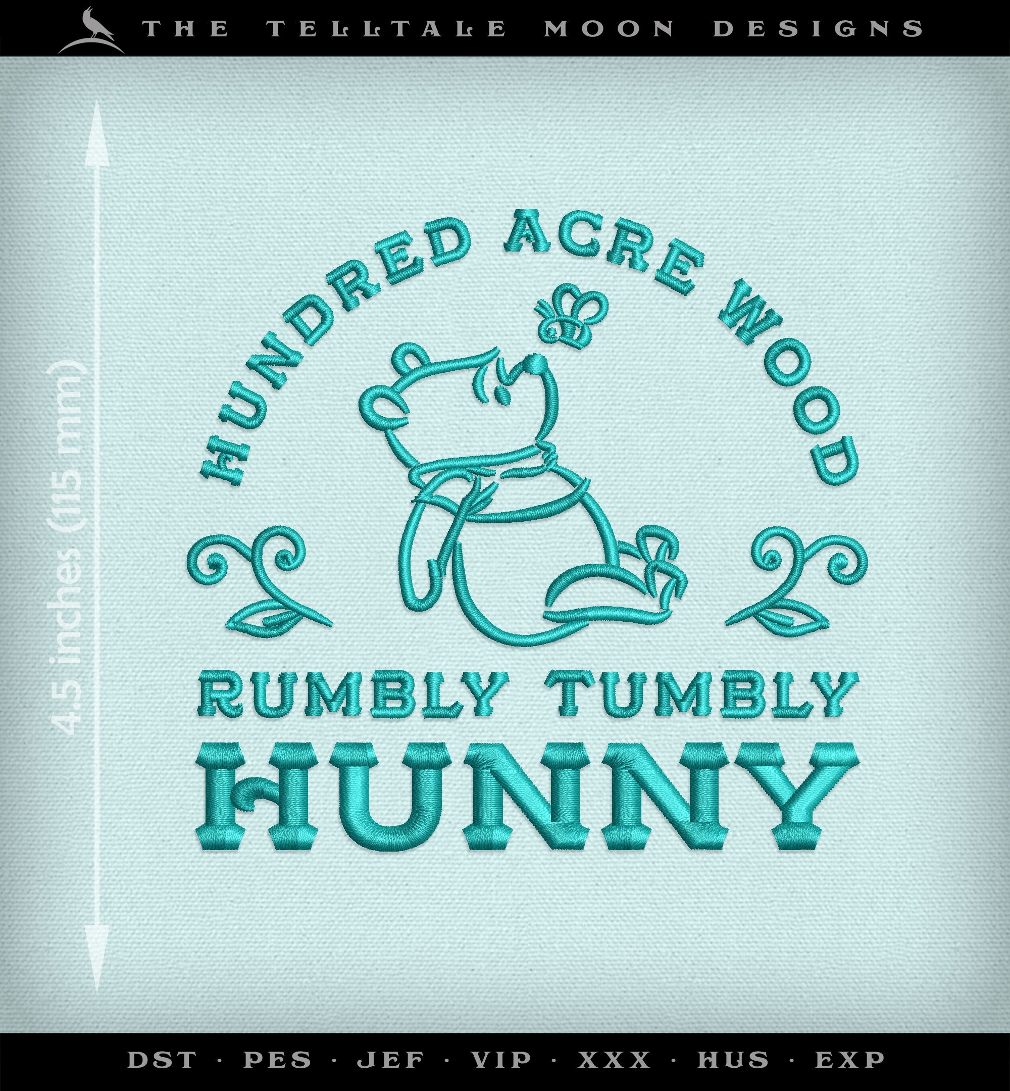 Machine Embroidery Files: "Rumbly Tumbly" Pooh Labels (4.5 and 5 Inch Versions)