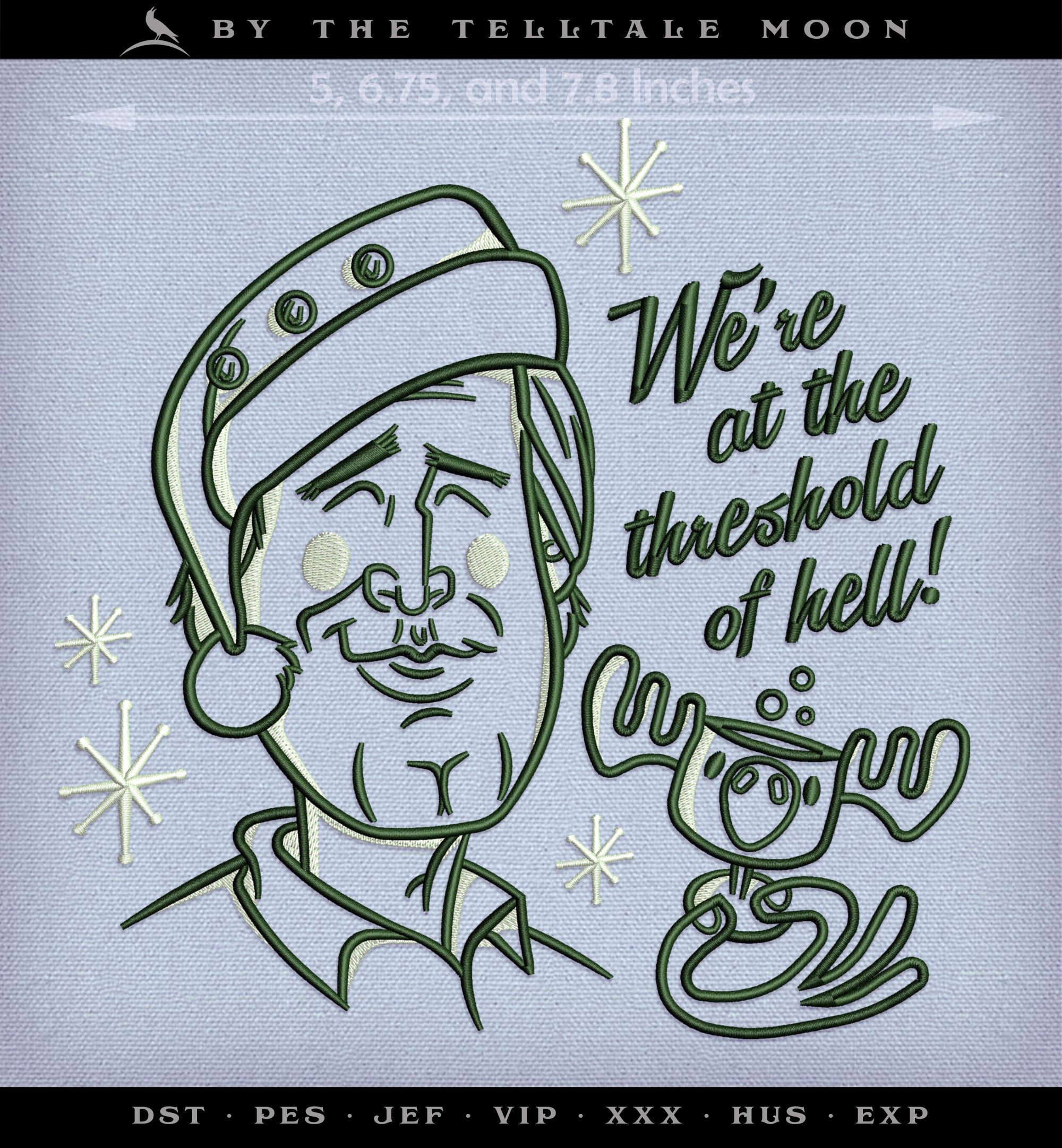 Machine Embroidery: Retro Clark Design (5, 6.75, and 7.8 Inches, Two Colors)