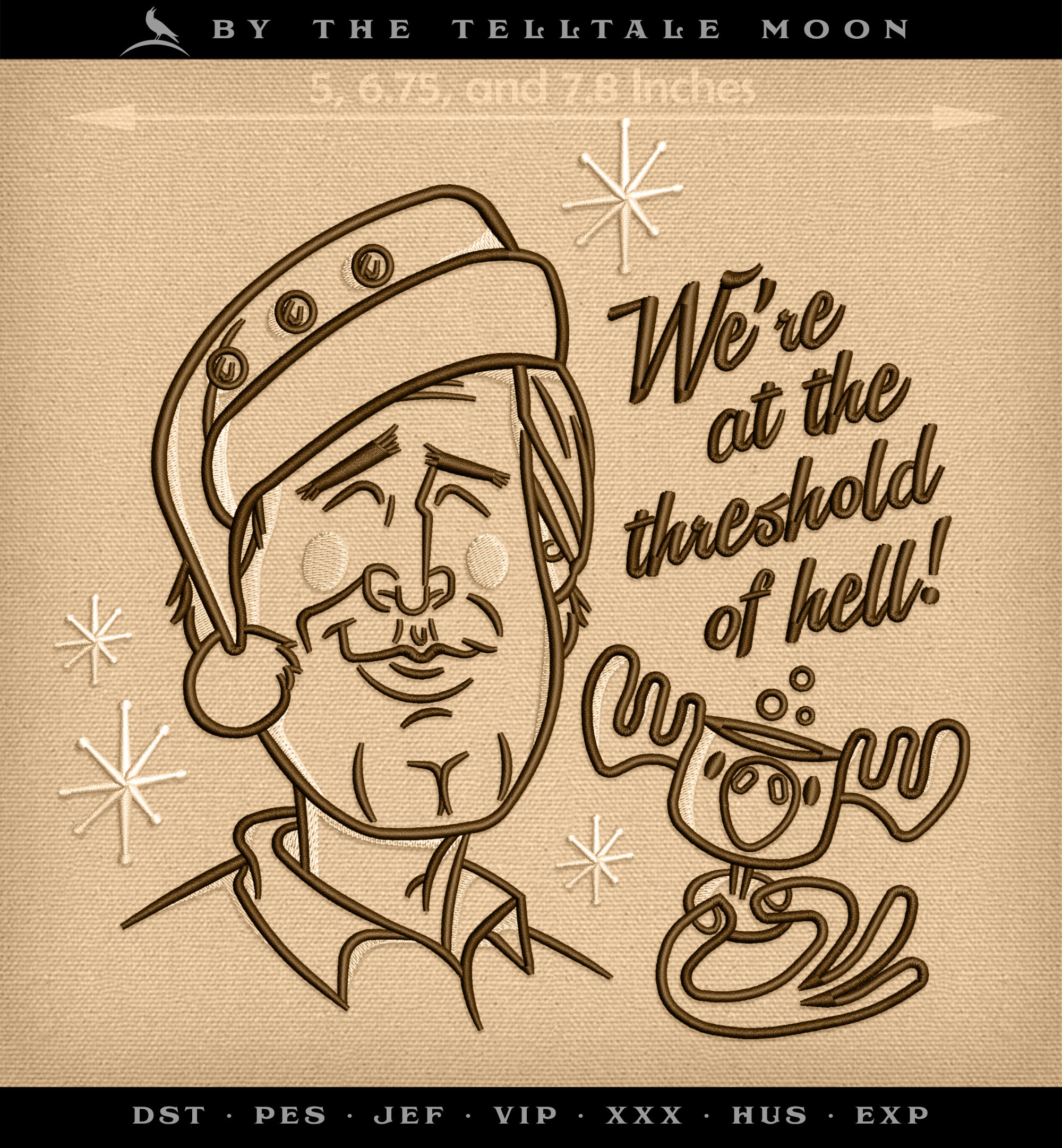 Machine Embroidery: Retro Clark Design (5, 6.75, and 7.8 Inches, Two Colors)