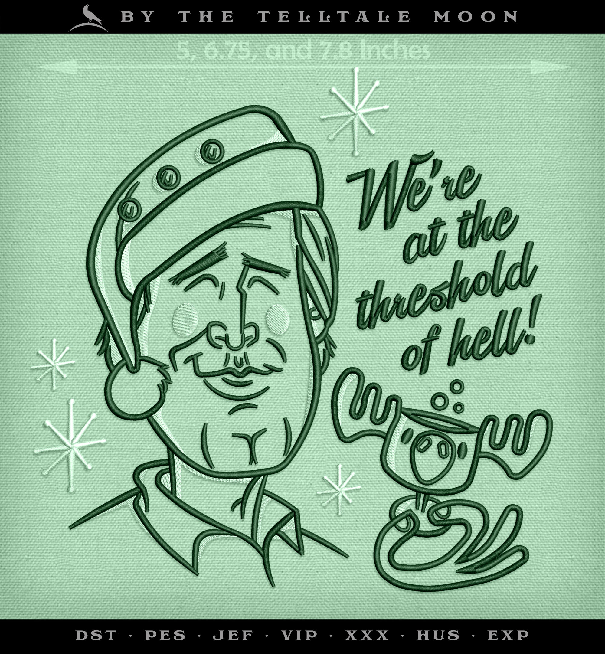 Machine Embroidery: Retro Clark Design (5, 6.75, and 7.8 Inches, Two Colors)