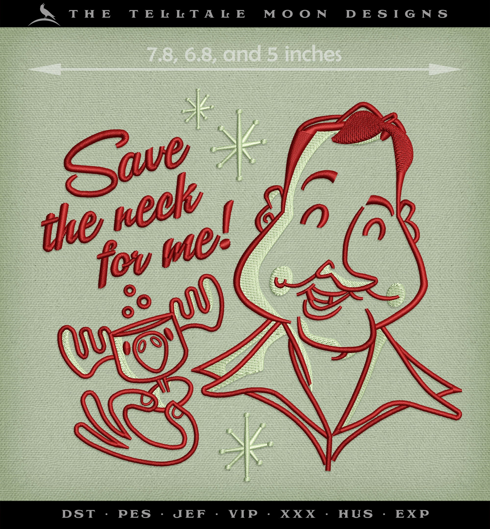 Machine Embroidery: Retro Eddie Design (5, 6.5, and 7.8 Inches, Two Colors)