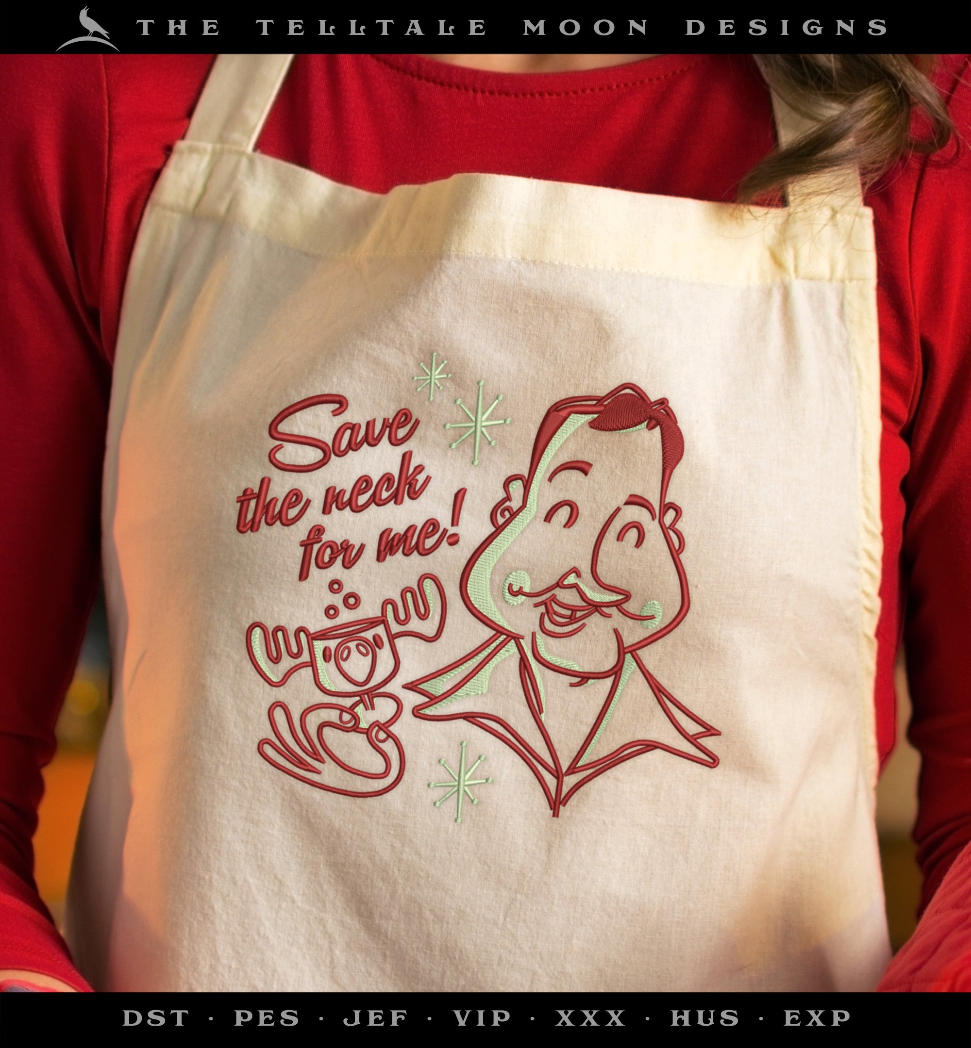 Machine Embroidery: Retro Eddie Design (5, 6.5, and 7.8 Inches, Two Colors)