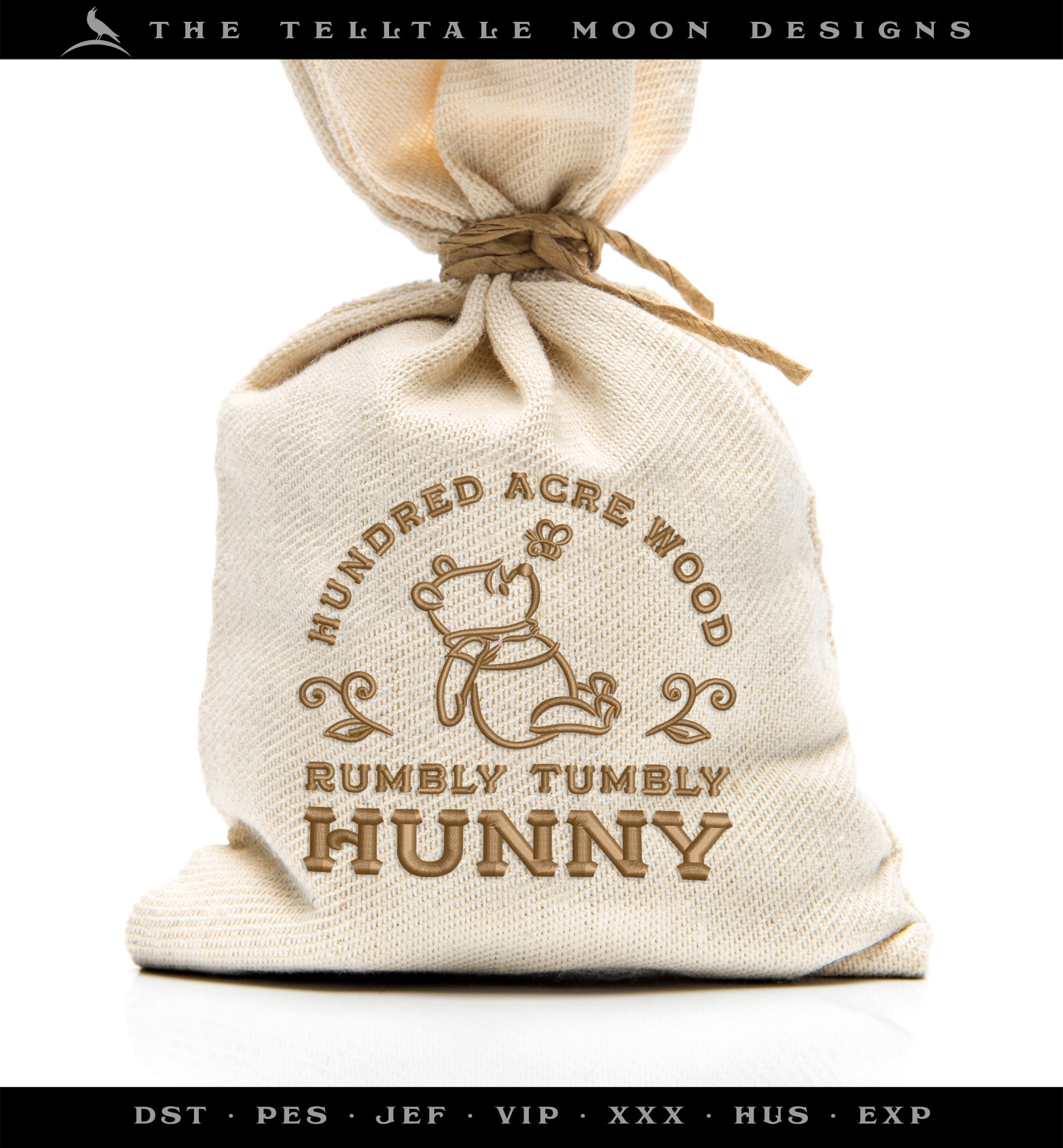 Machine Embroidery Files: "Rumbly Tumbly" Pooh Labels (4.5 and 5 Inch Versions)
