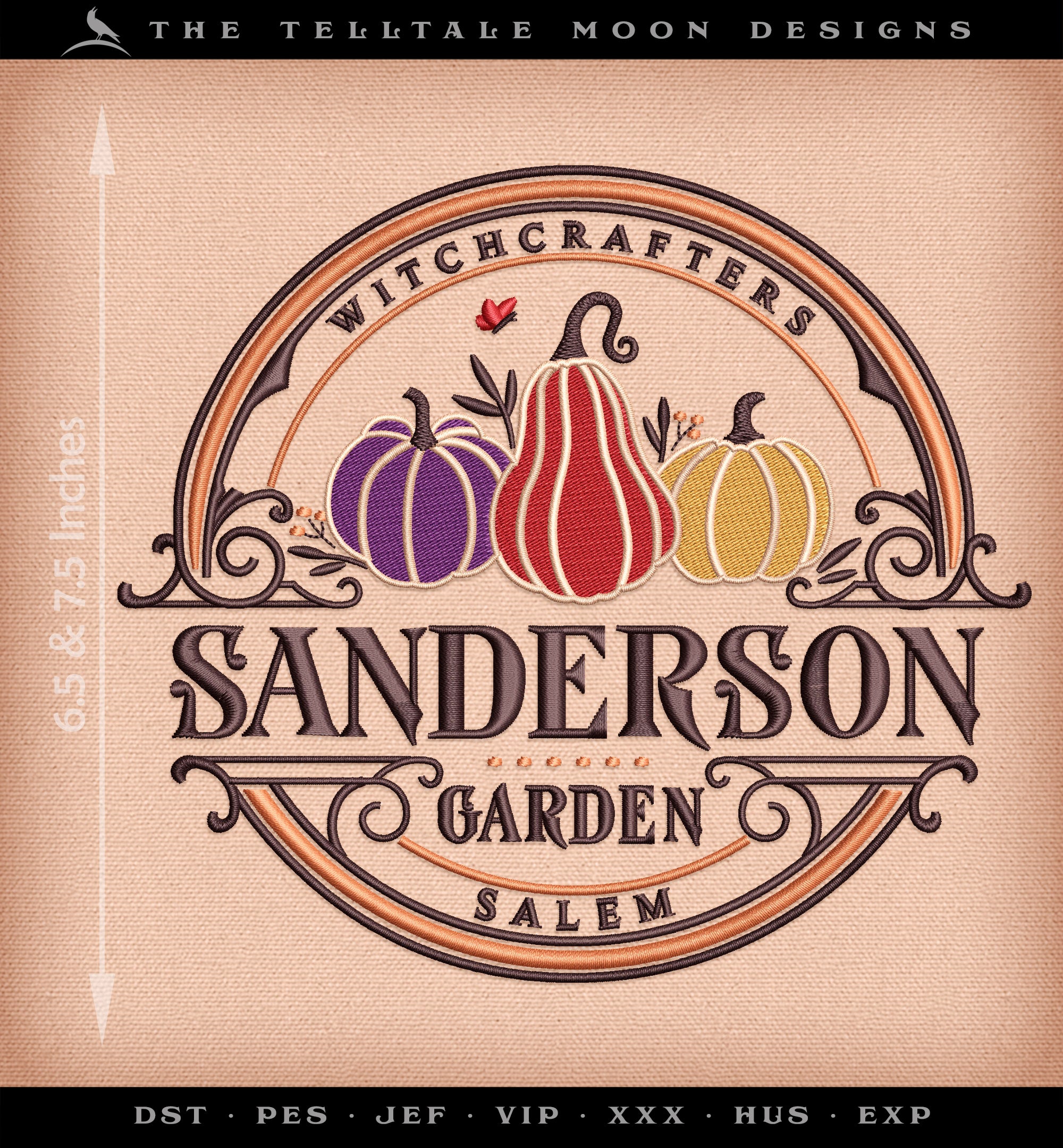 Machine Embroidery: Sanderson Gardens Sign Label (Two Sizes, Six Thread Colors, Several Formats)