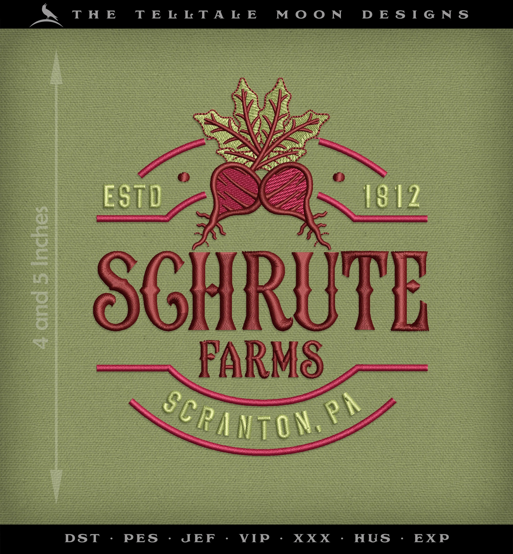 Machine Embroidery Files: Beet Farm Logo (Four Sizes)