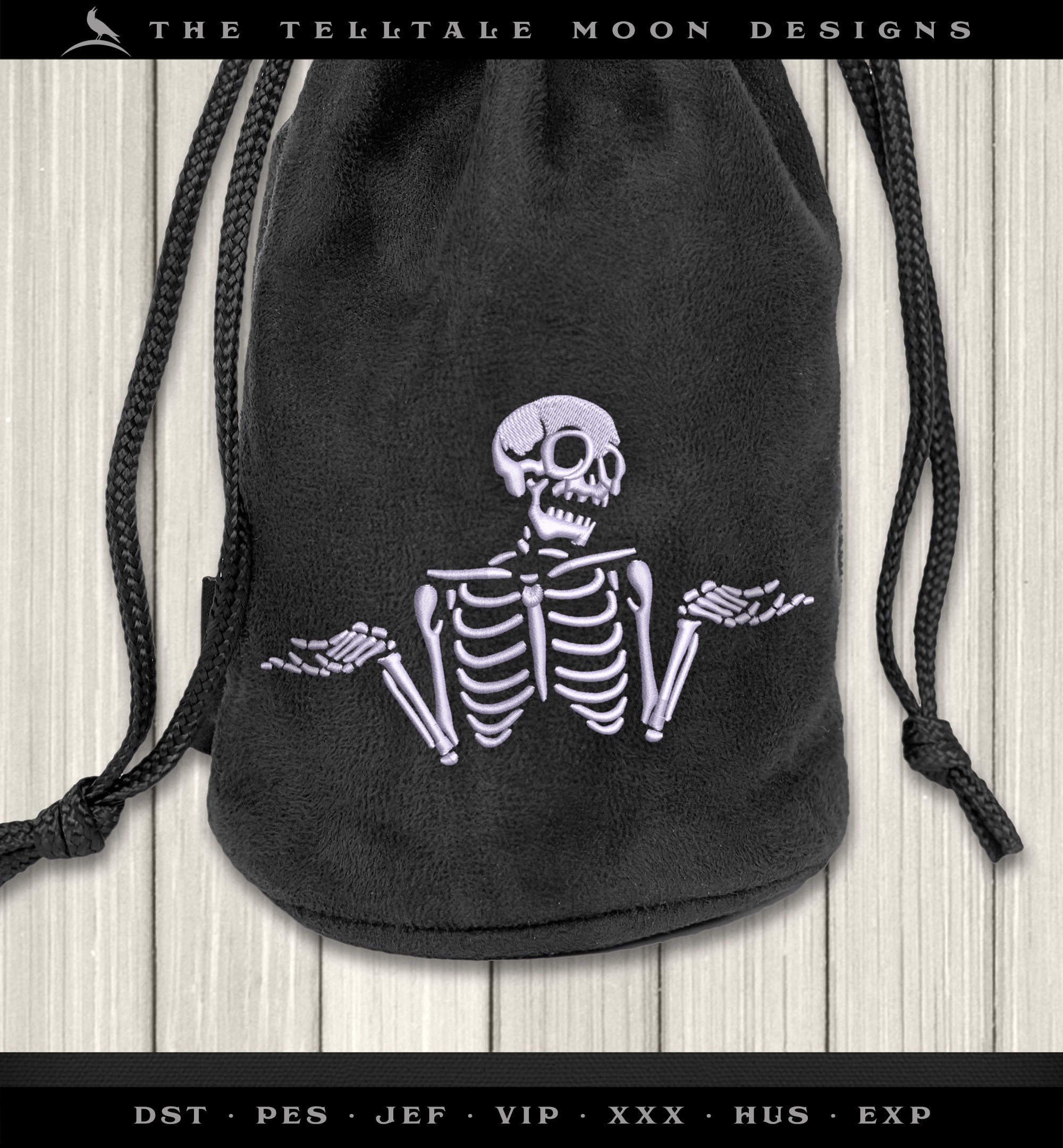 Embroidery Files: Shrugging Skull - 4, 5, and 6 Inches Wide