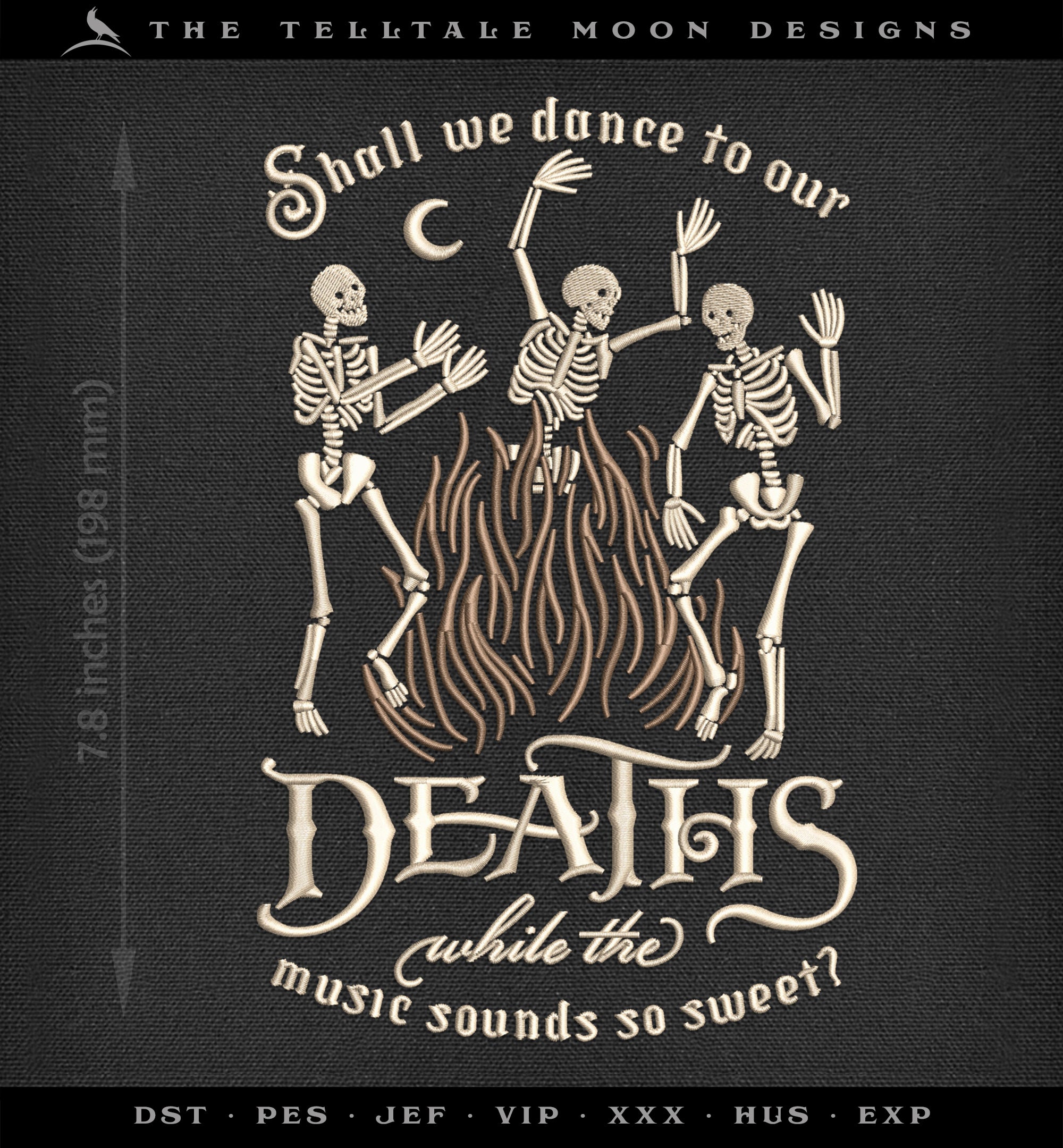 Embroidery: Gothic Skeleton Dance - 7.75 Inches High, Plus a Partitioned Set