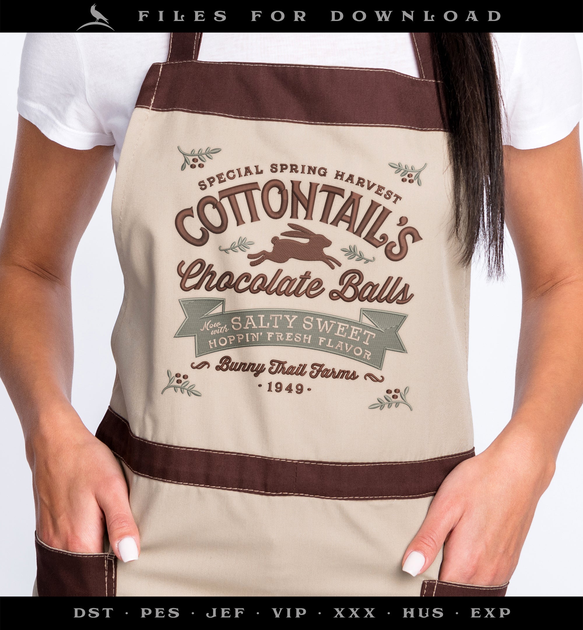 Embroidery Files: "Cottontail's Chocolate Balls" Humor - 7 and 8 Inches, Plus a Split Set