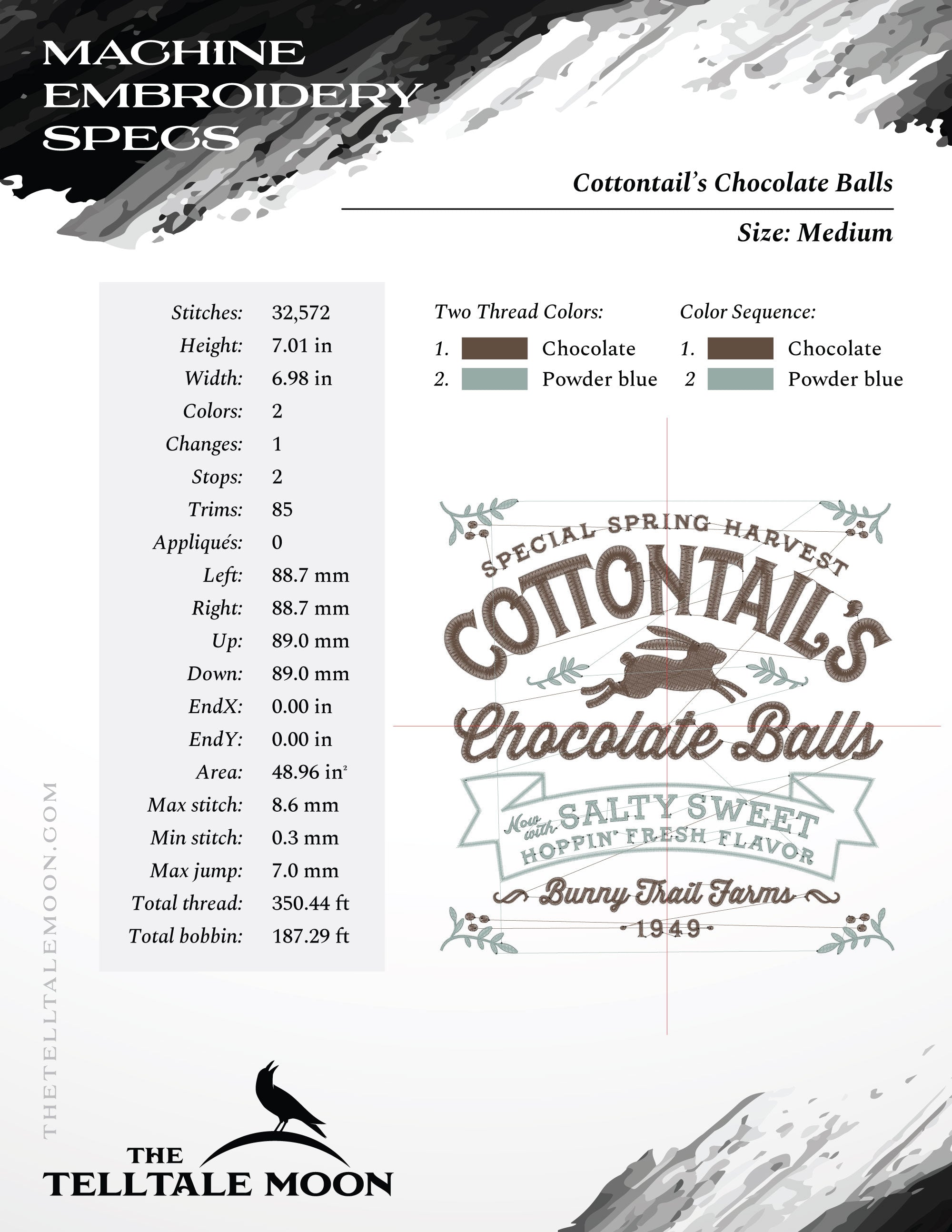 Embroidery Files: "Cottontail's Chocolate Balls" Humor - 7 and 8 Inches, Plus a Split Set