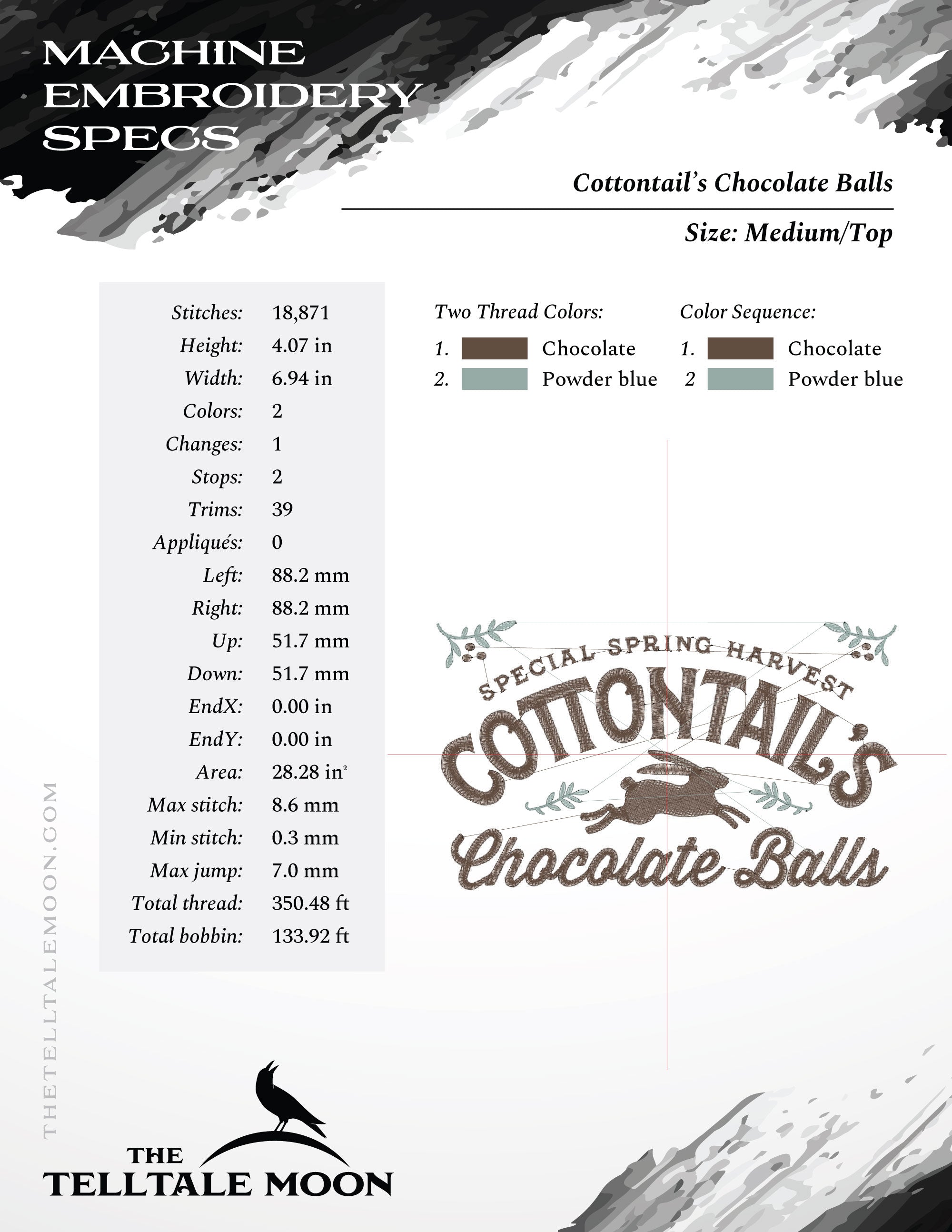 Embroidery Files: "Cottontail's Chocolate Balls" Humor - 7 and 8 Inches, Plus a Split Set