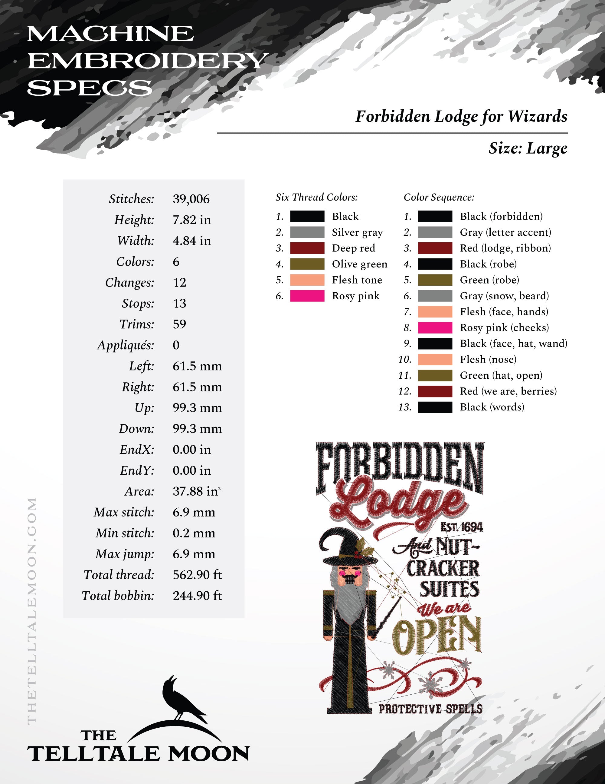 Embroidery Files: "Forbidden Lodge & Nutcracker Suites" Magical Theme - 7, 8, and 10 Inches