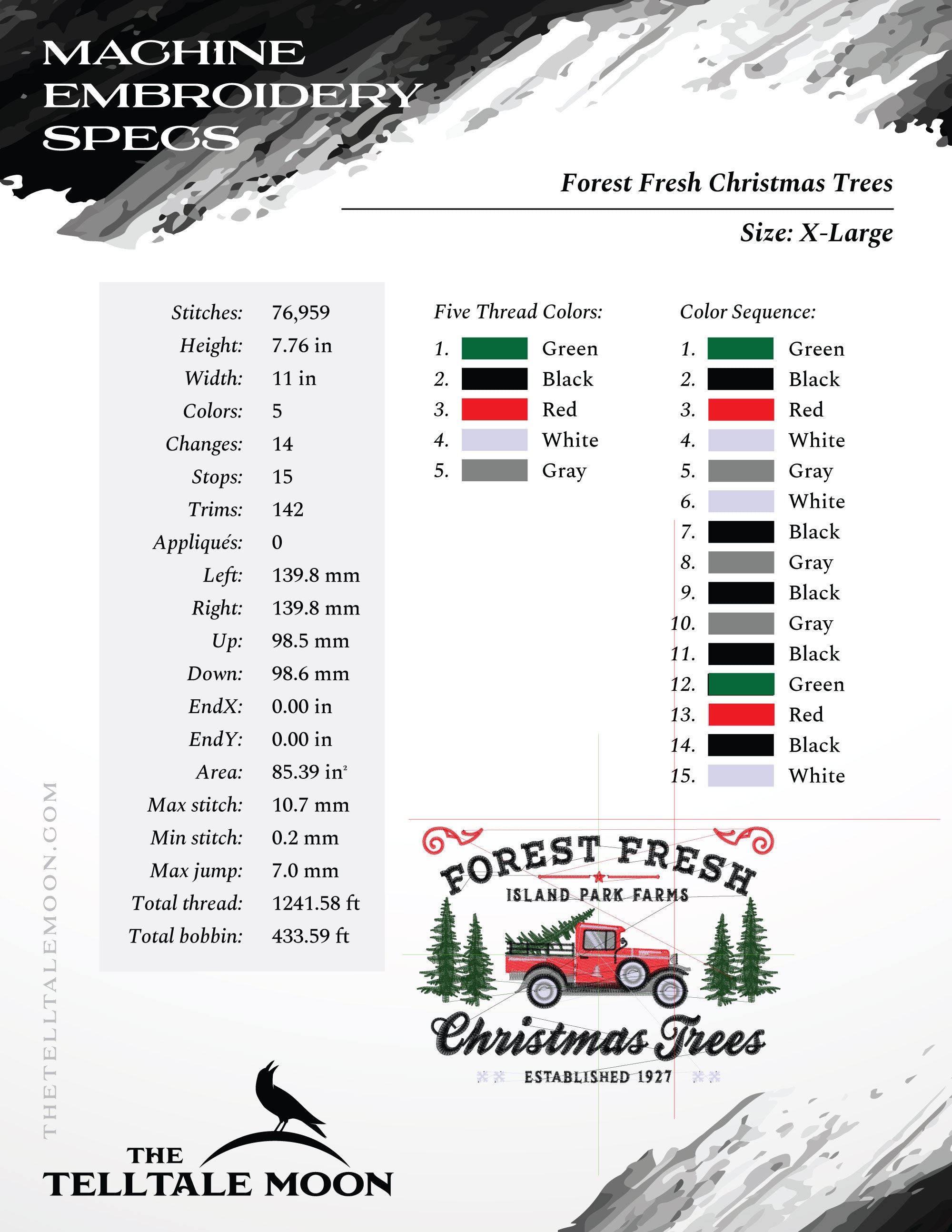 Machine Embroidery Files: "Forest Fresh Trees" Sign (7.8 & 11 Inches)