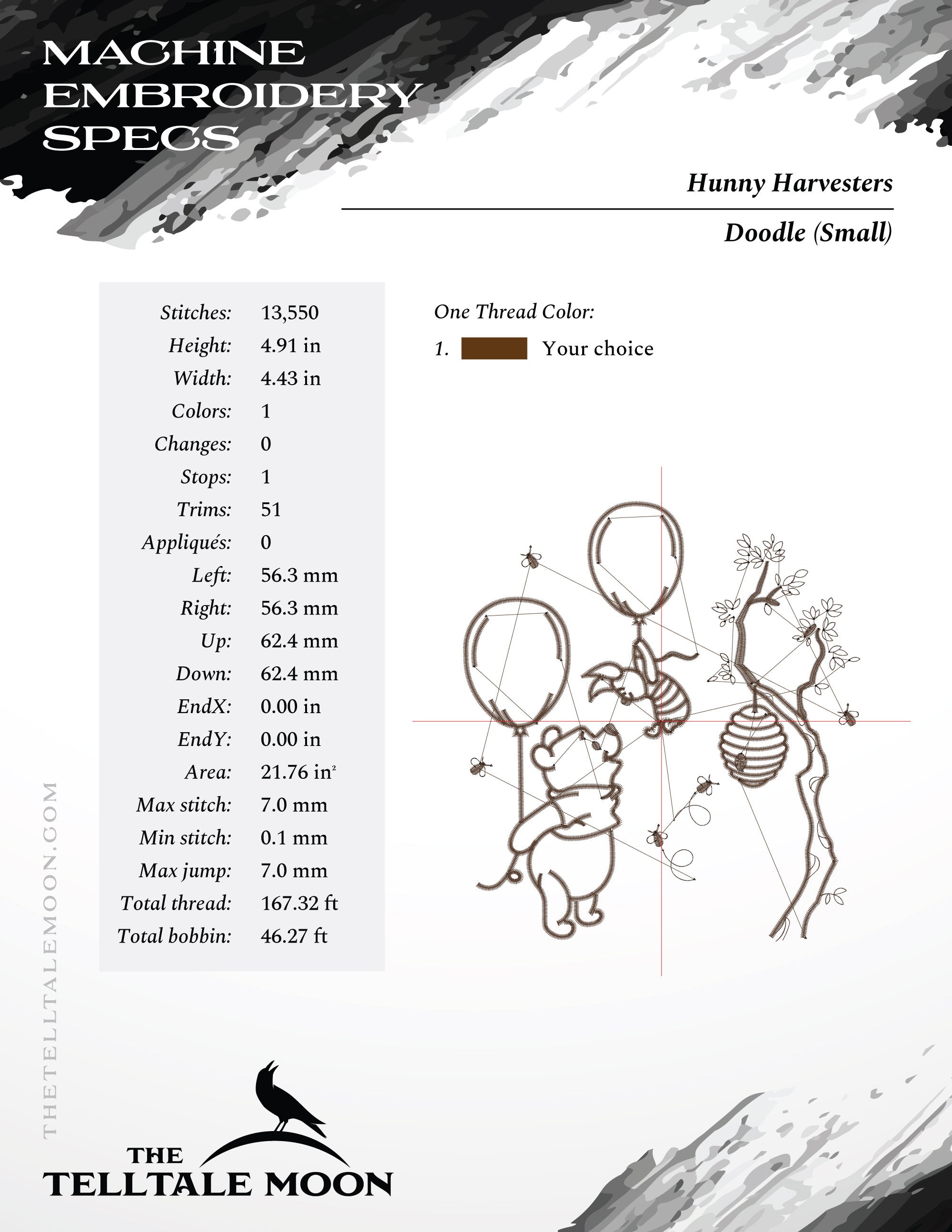 Machine Embroidery: "Hunny Harvesters" (Includes Both 7.8 Inch Design and Smaller Separated Parts)