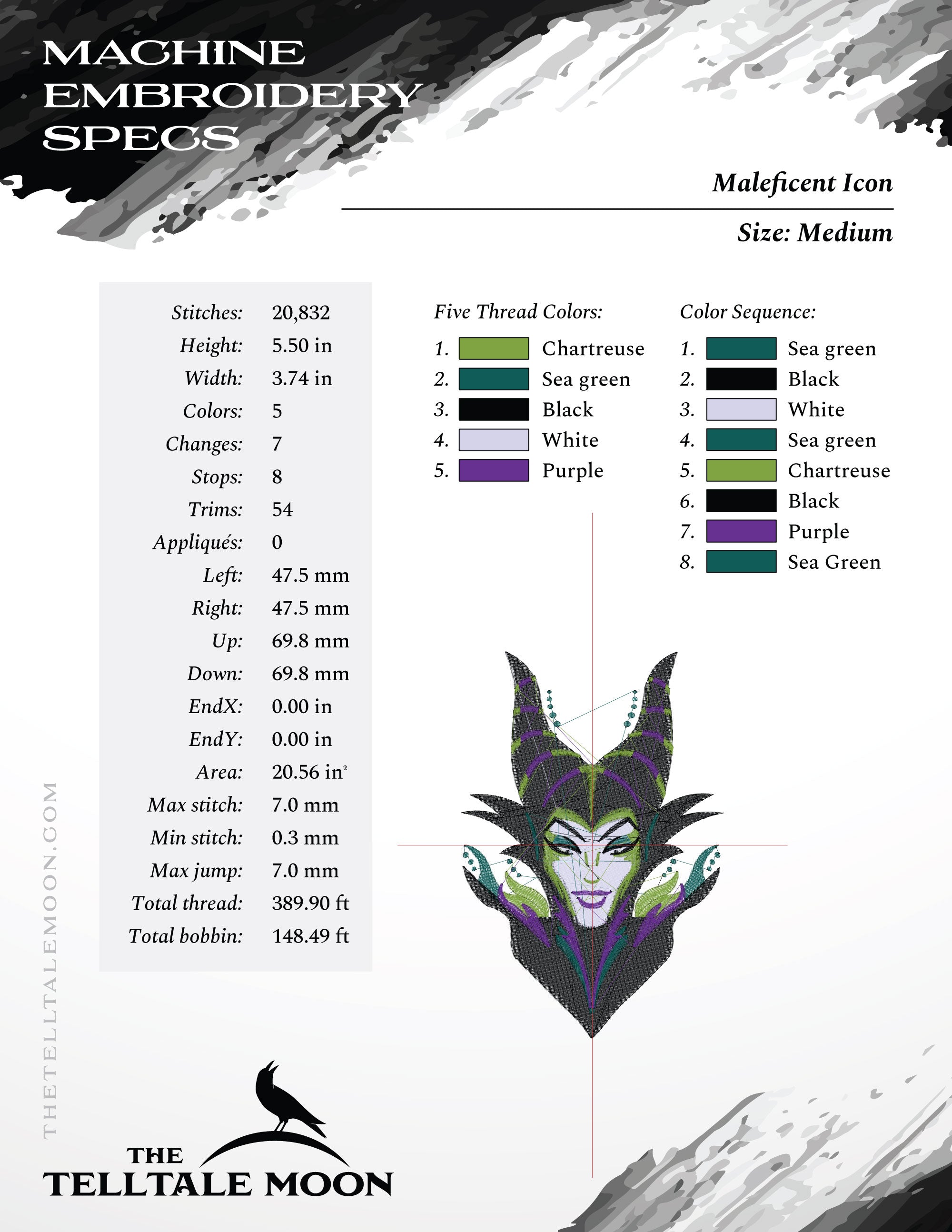 Machine Embroidery Set: Dark Fairy Dragon Tears