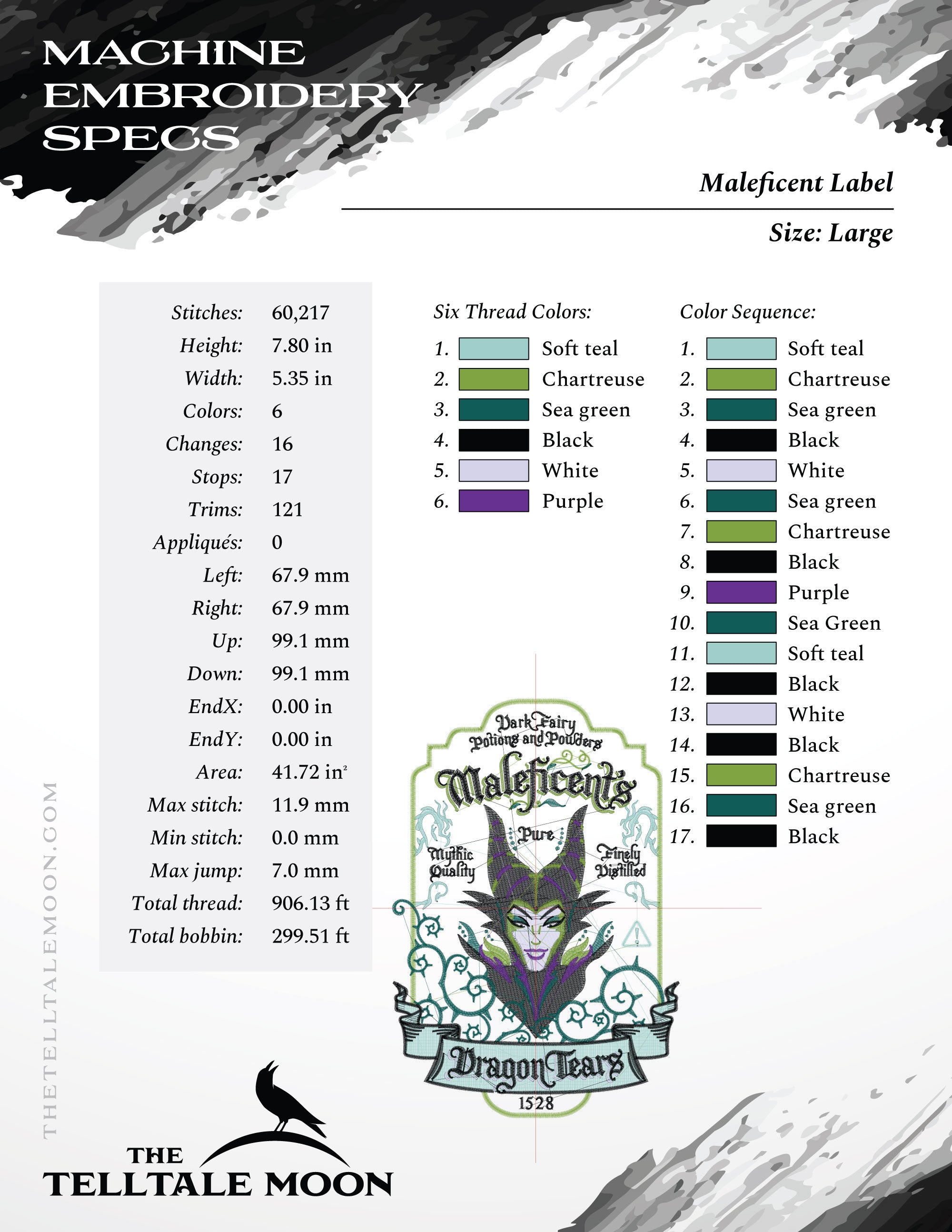 Machine Embroidery Set: Dark Fairy Dragon Tears