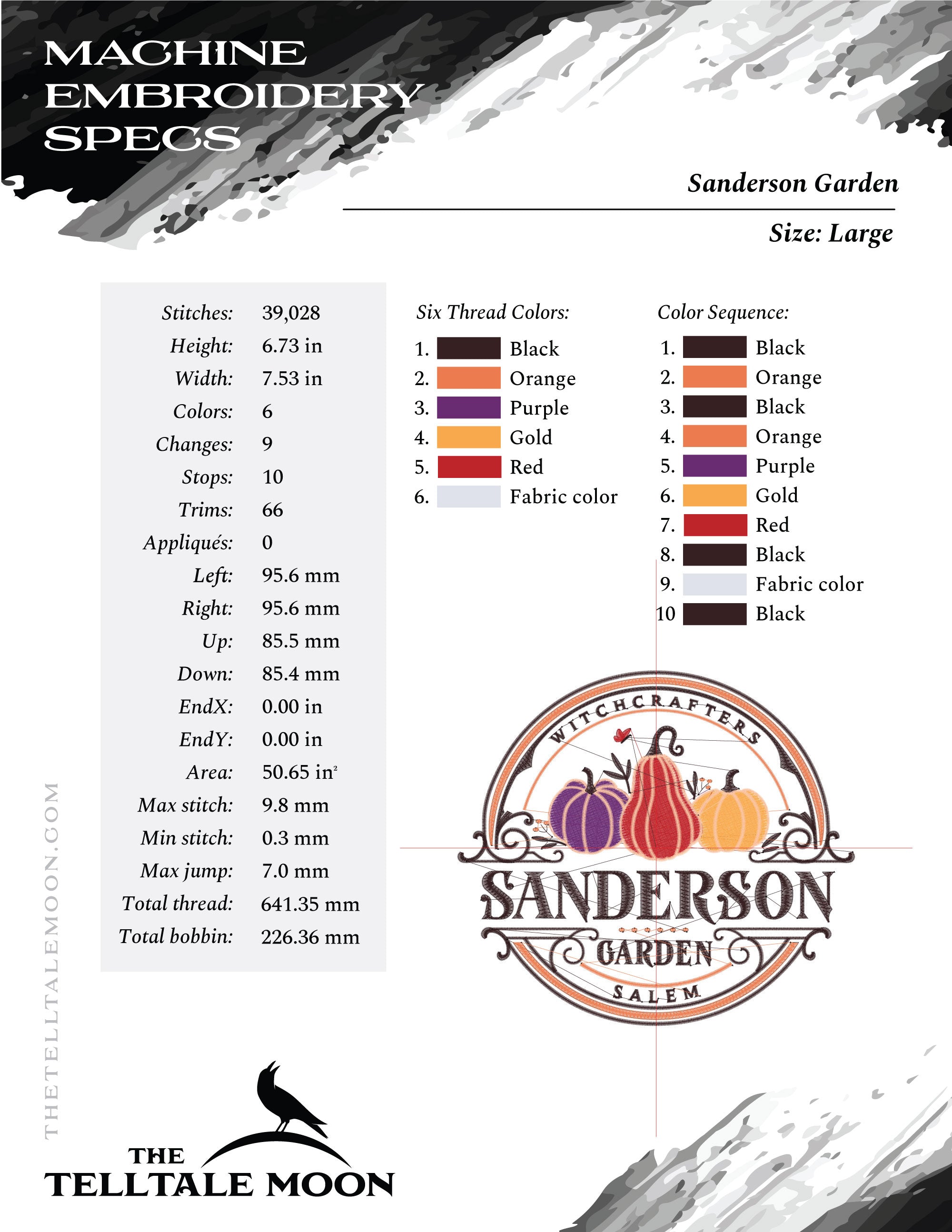 Machine Embroidery: Sanderson Gardens Sign Label (Two Sizes, Six Thread Colors, Several Formats)