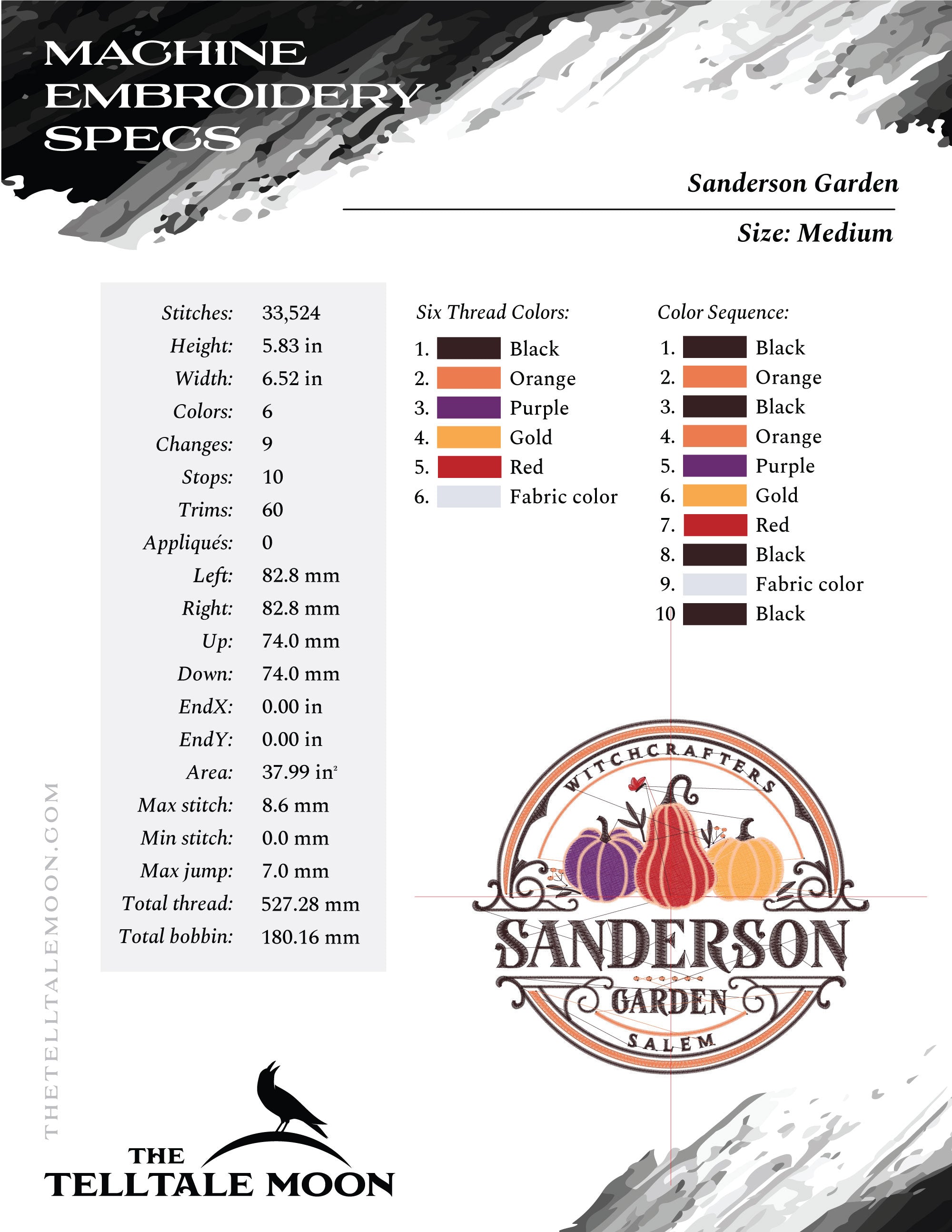 Machine Embroidery: Sanderson Gardens Sign Label (Two Sizes, Six Thread Colors, Several Formats)