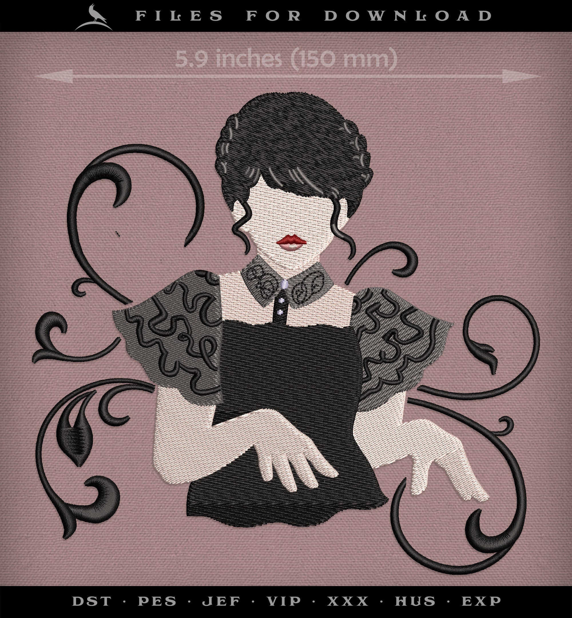 Machine Embroidery: Gothic Dance Scene, 3.5-inch to 7.8-inch Variations in Digital Format for Download