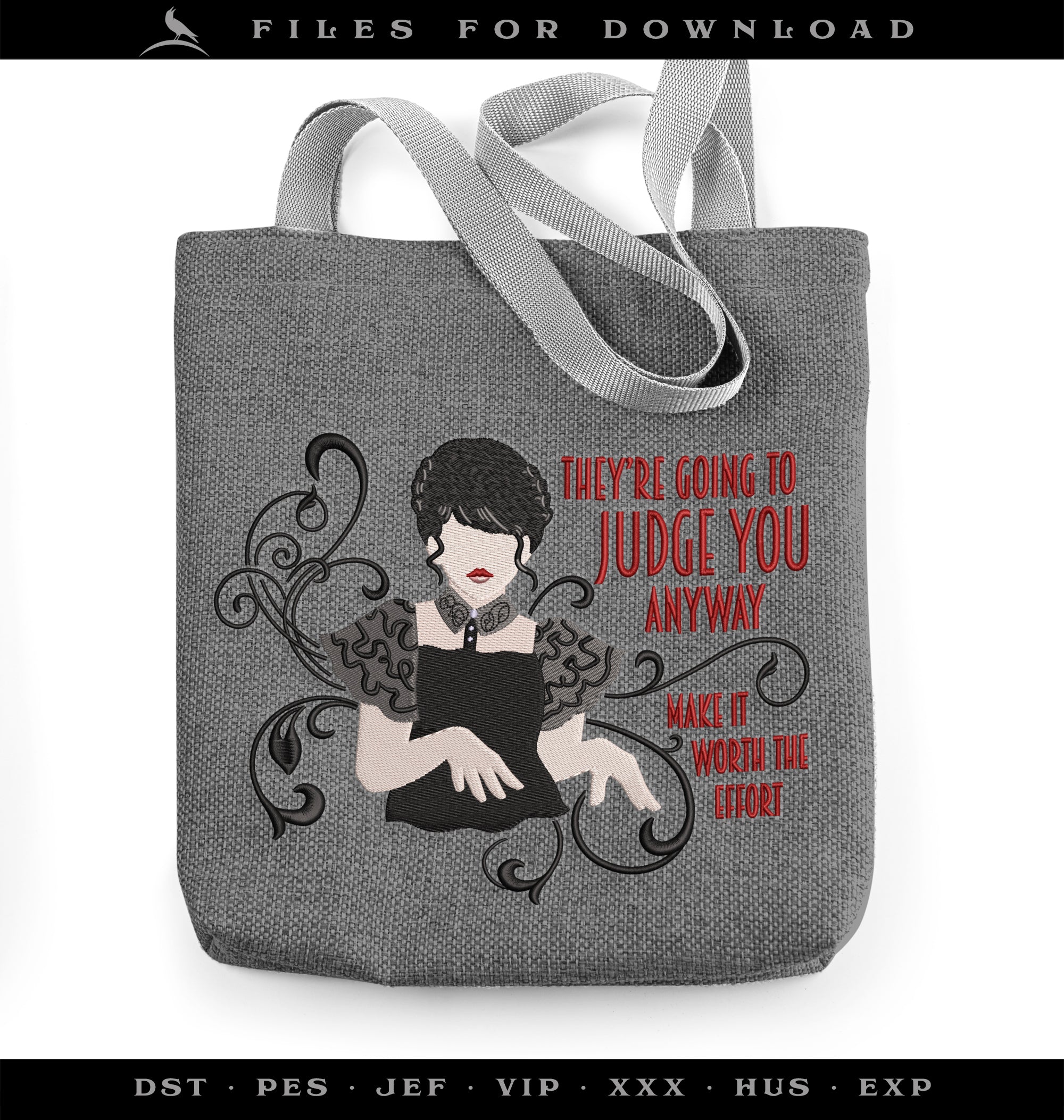 Machine Embroidery: Gothic Dance Scene, 3.5-inch to 7.8-inch Variations in Digital Format for Download