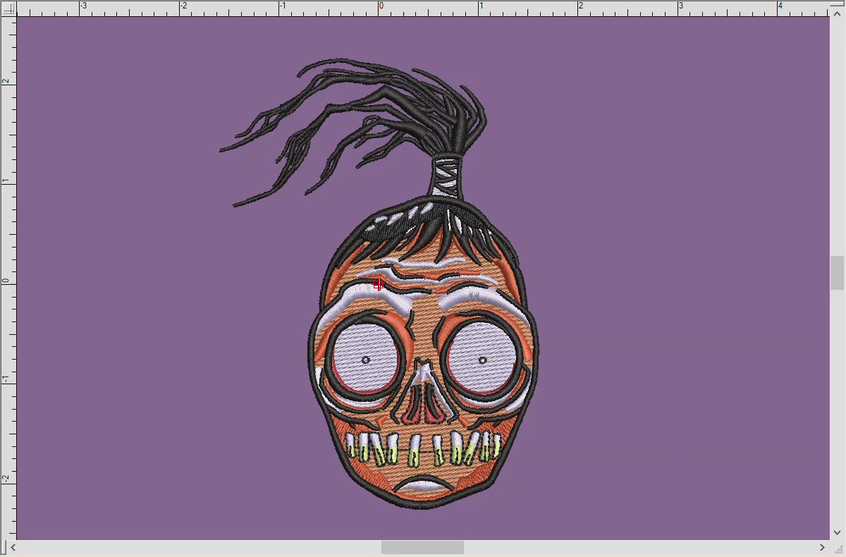 Machine Embroidery: "Shrunken Head" From the Afterlife Waiting Room, Three Sizes