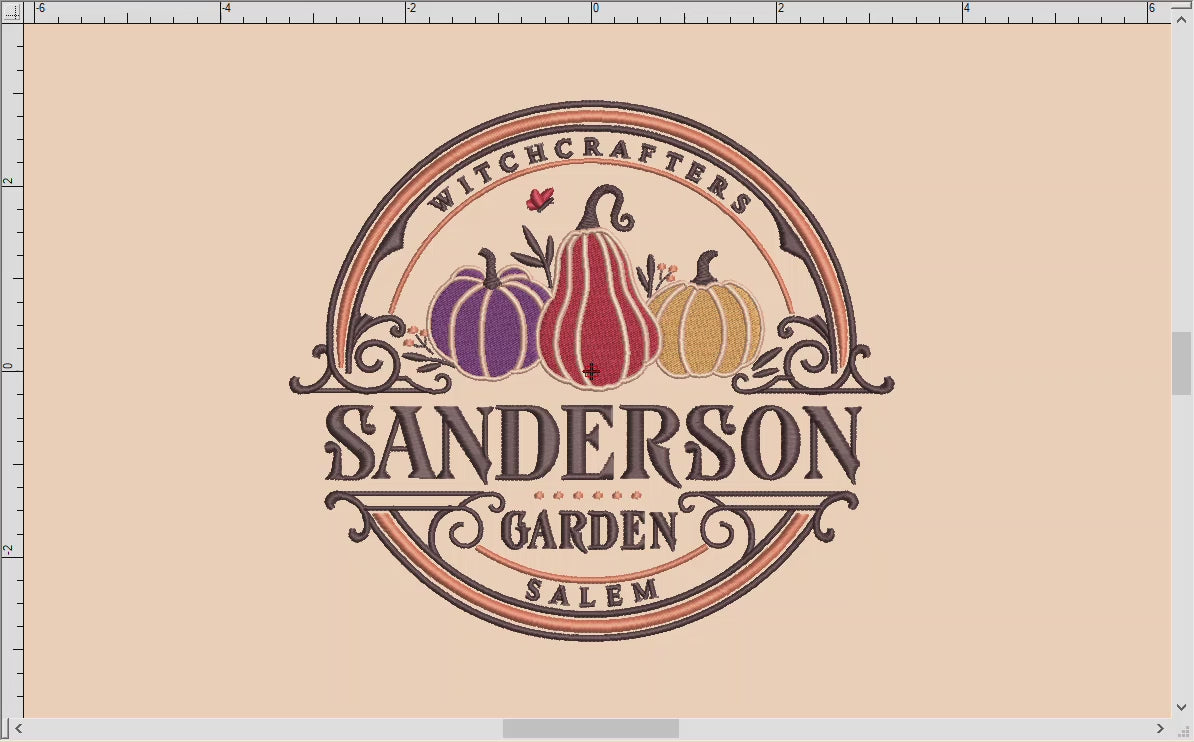 Machine Embroidery: Sanderson Gardens Sign Label (Two Sizes, Six Thread Colors, Several Formats)