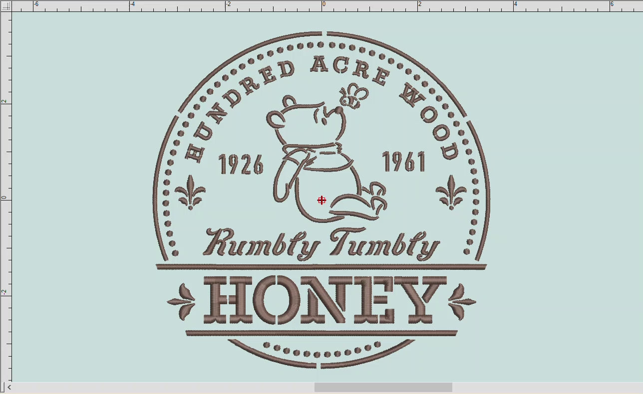 Machine Embroidery Files: "Rumbly Tumbly Honey" Stencil Style (6.5, 7.8, 10.5 Inches)