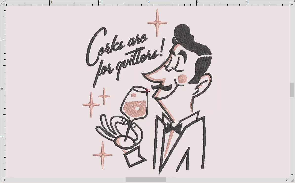 Machine Embroidery: Retro Sassy Sommelier (6.5 7.5 8.5 9.5 Inches Tall, Two Colors, Many Formats!)