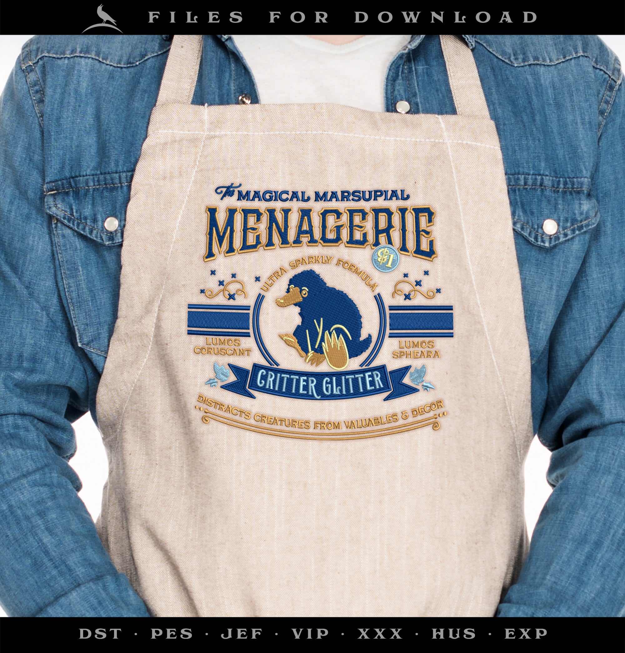 Machine Embroidery Files: "Magical Marsupial Critter Glitter" Magical Theme (6.9 & 7.8 Inches)