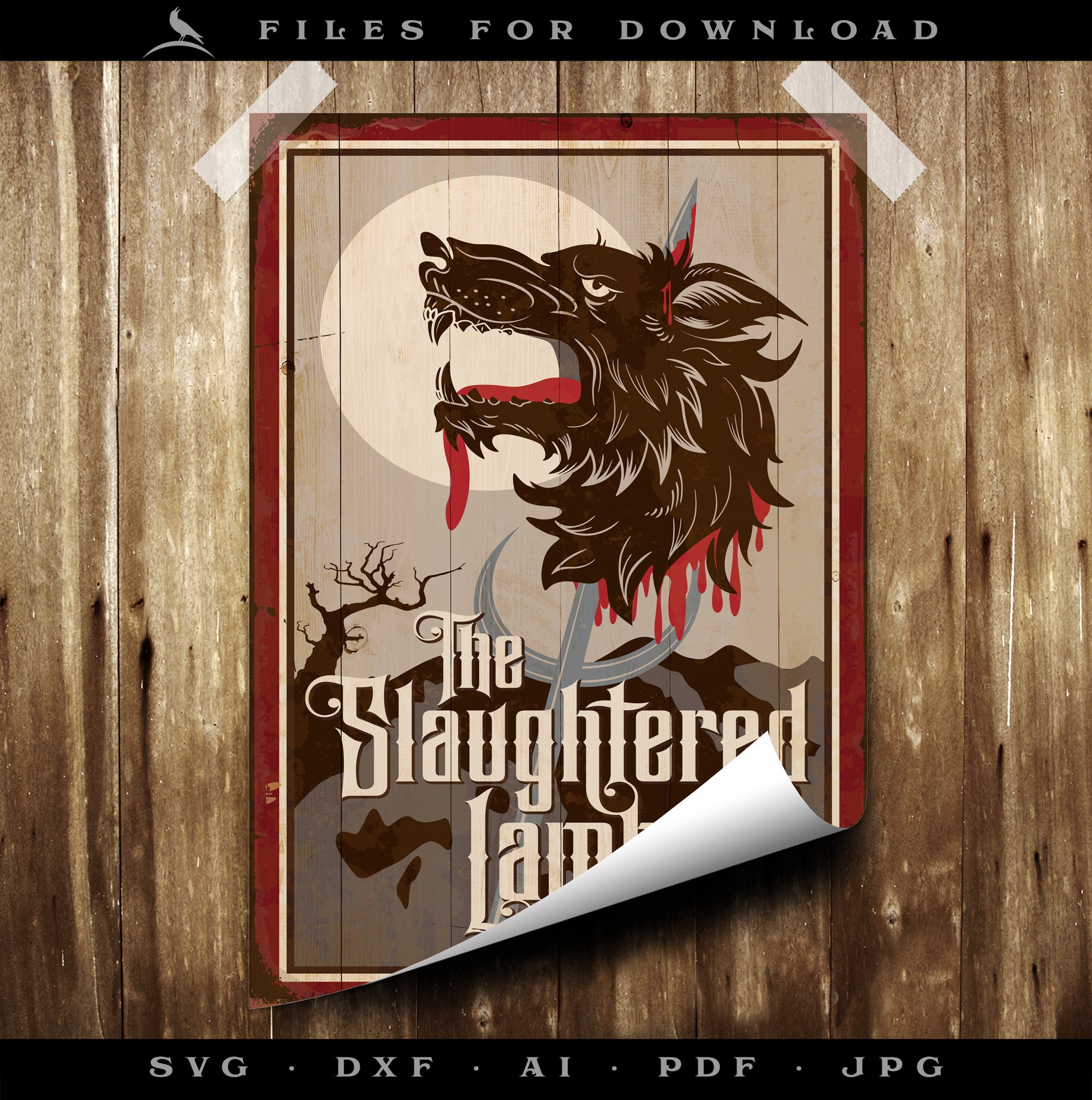 Vintage-style Werewolf Pub Poster Artwork for Download