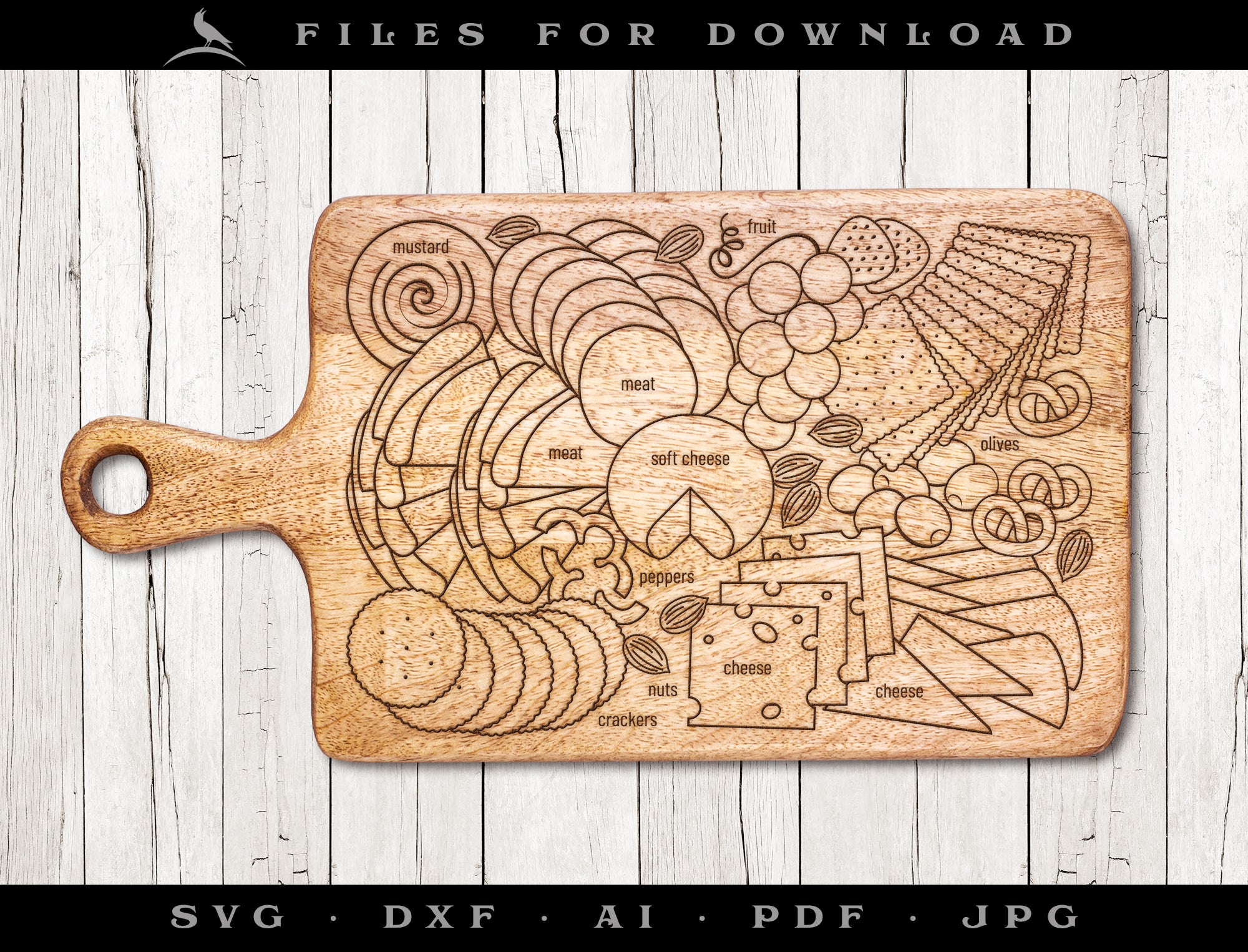 Charcuterie Drawing for Medium Rectangle Serving Board or Tray