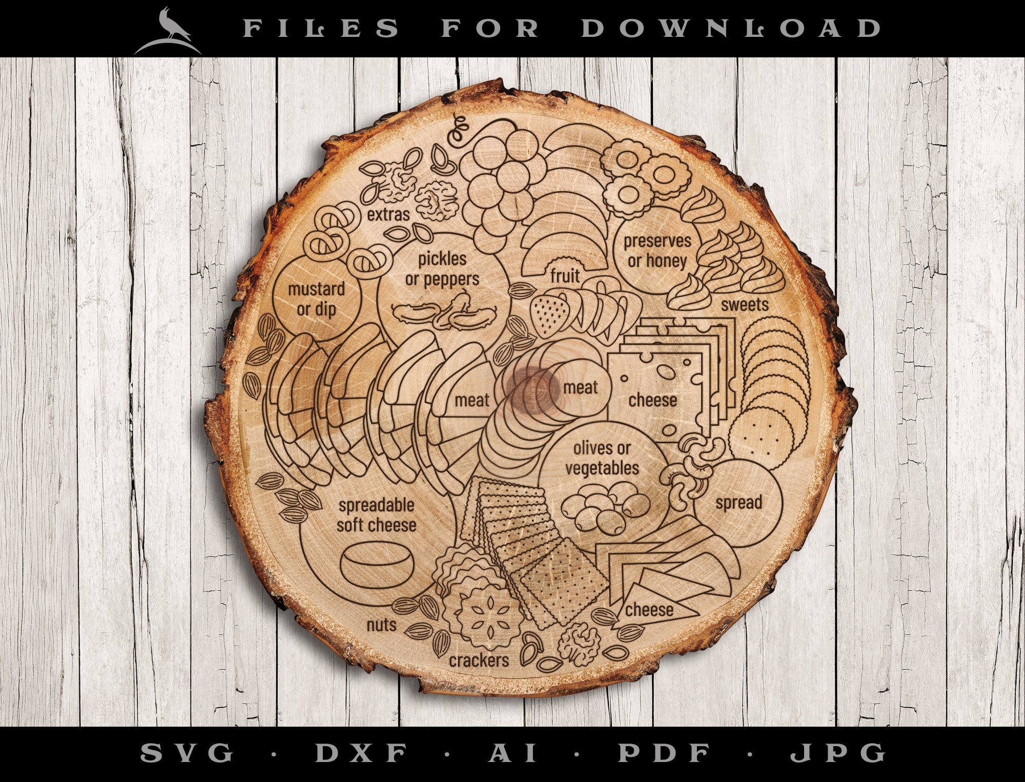 Charcuterie Drawing for Round Serving Board or Tray