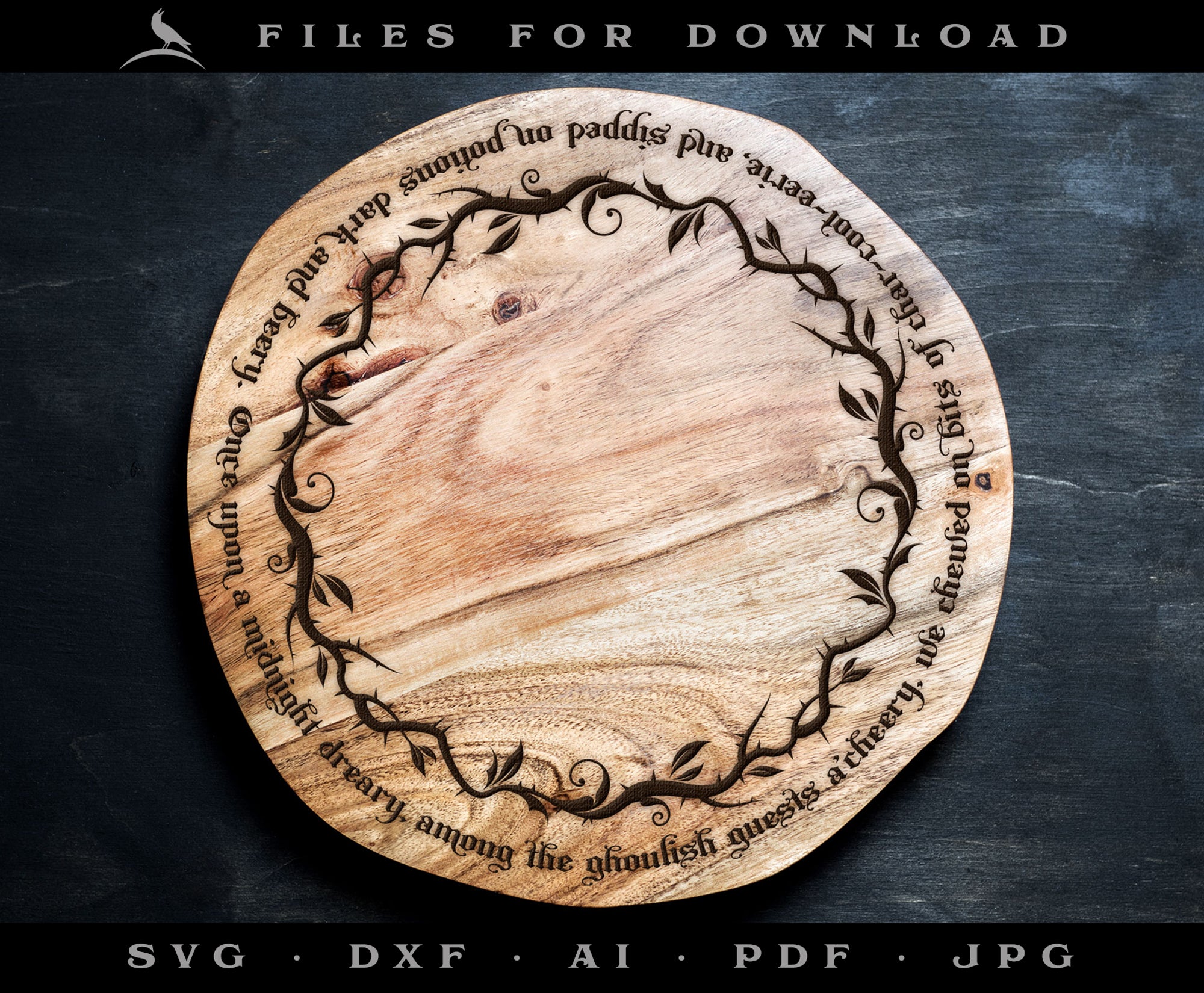 Poe-themed "The Raven" Charcuterie Art Set for Serving Boards