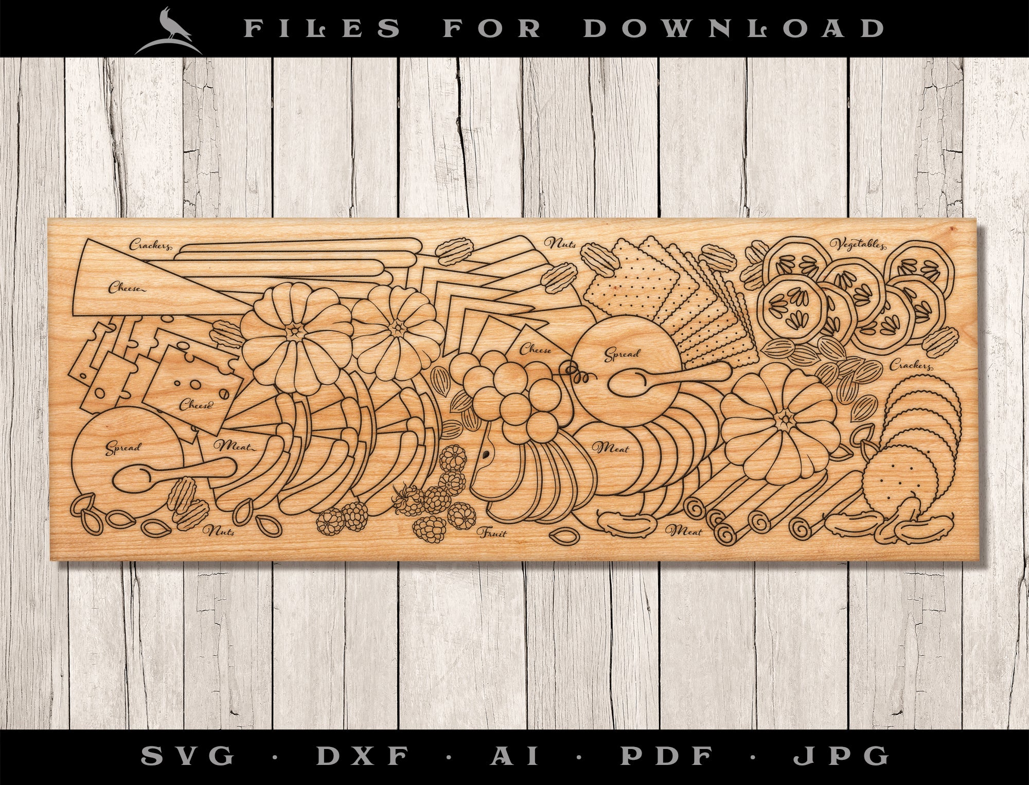 Autumn Charcuterie Drawing for Long Serving Board or Tray