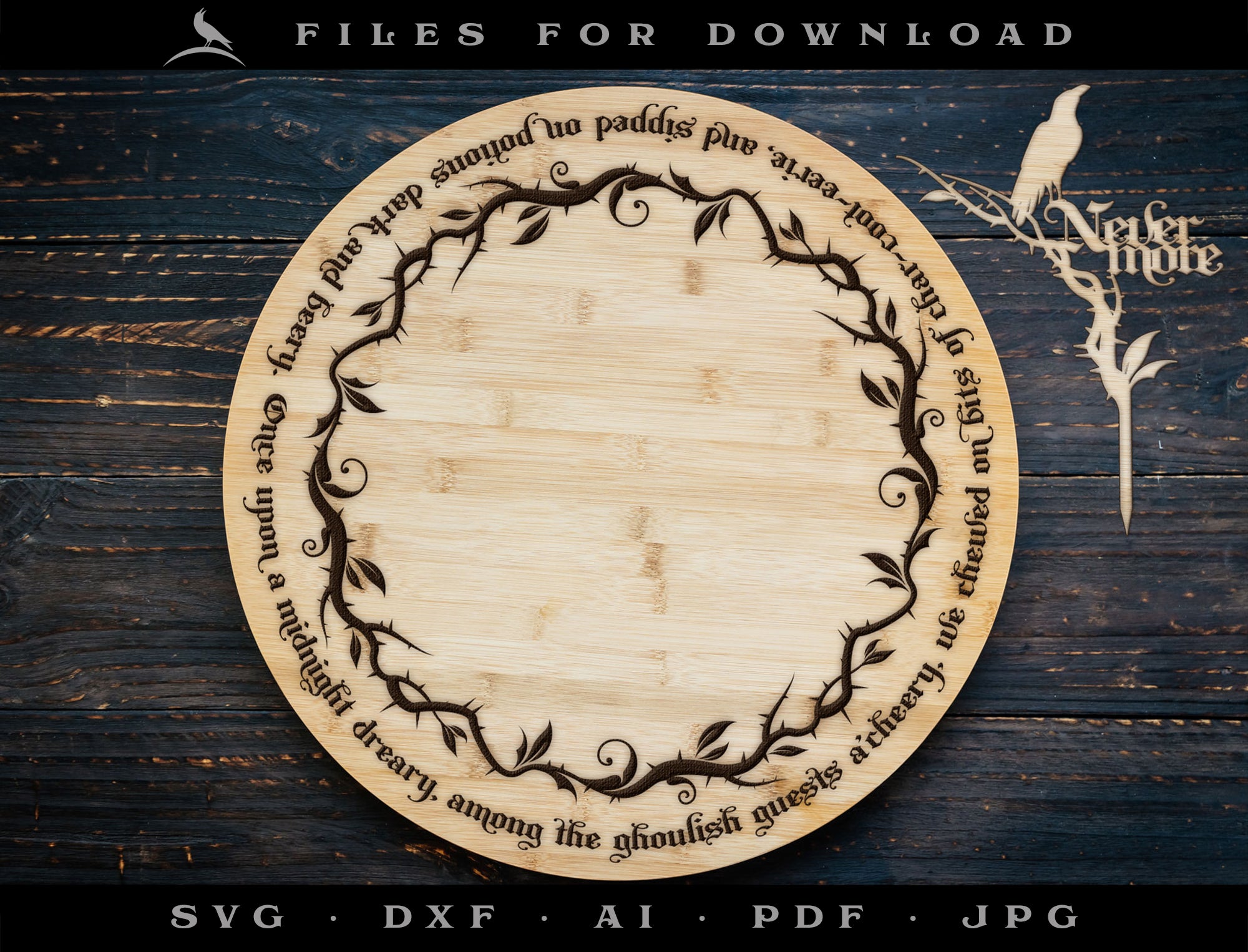 Poe-themed "The Raven" Charcuterie Art Set for Serving Boards