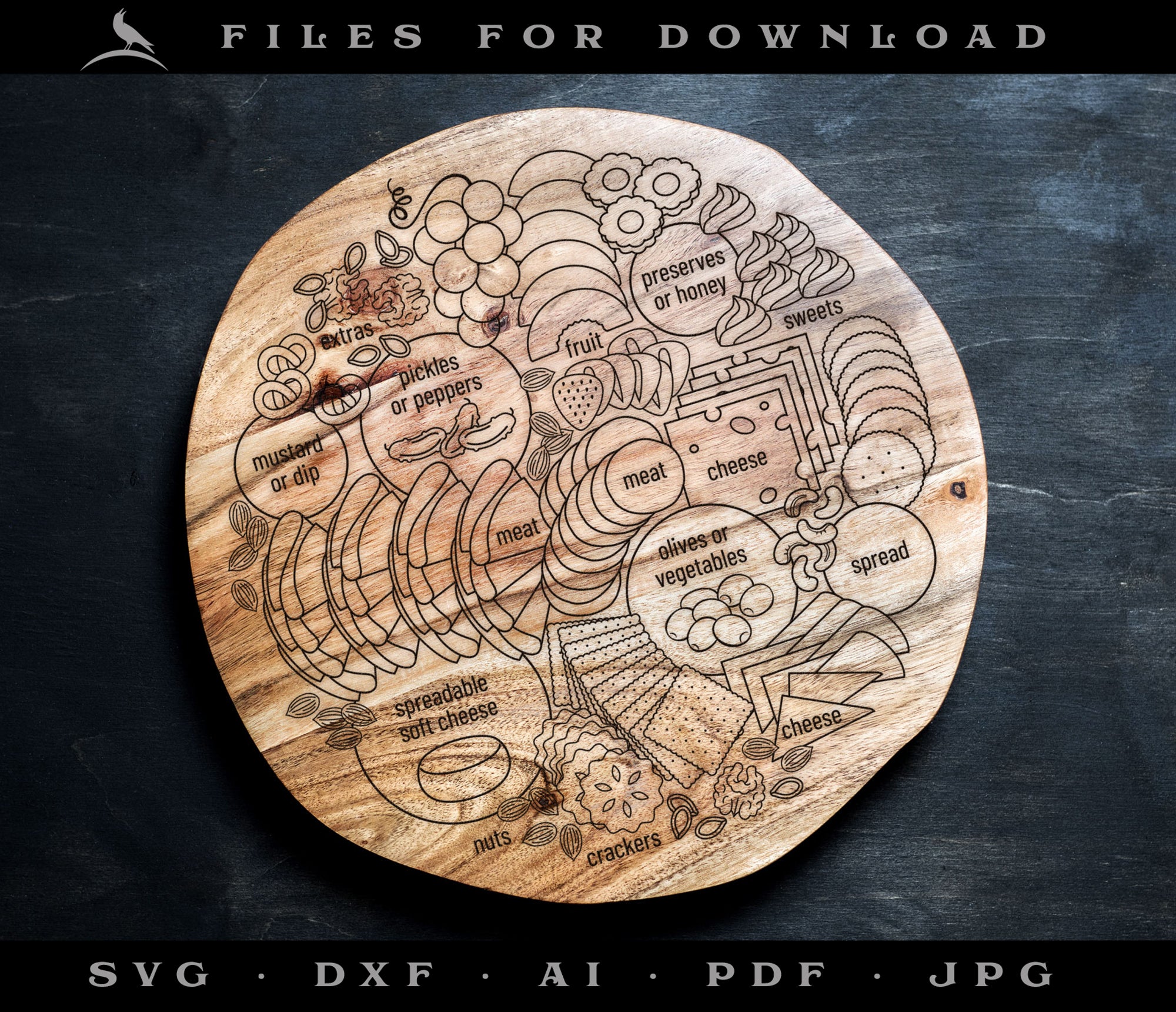Charcuterie Drawing for Round Serving Board or Tray