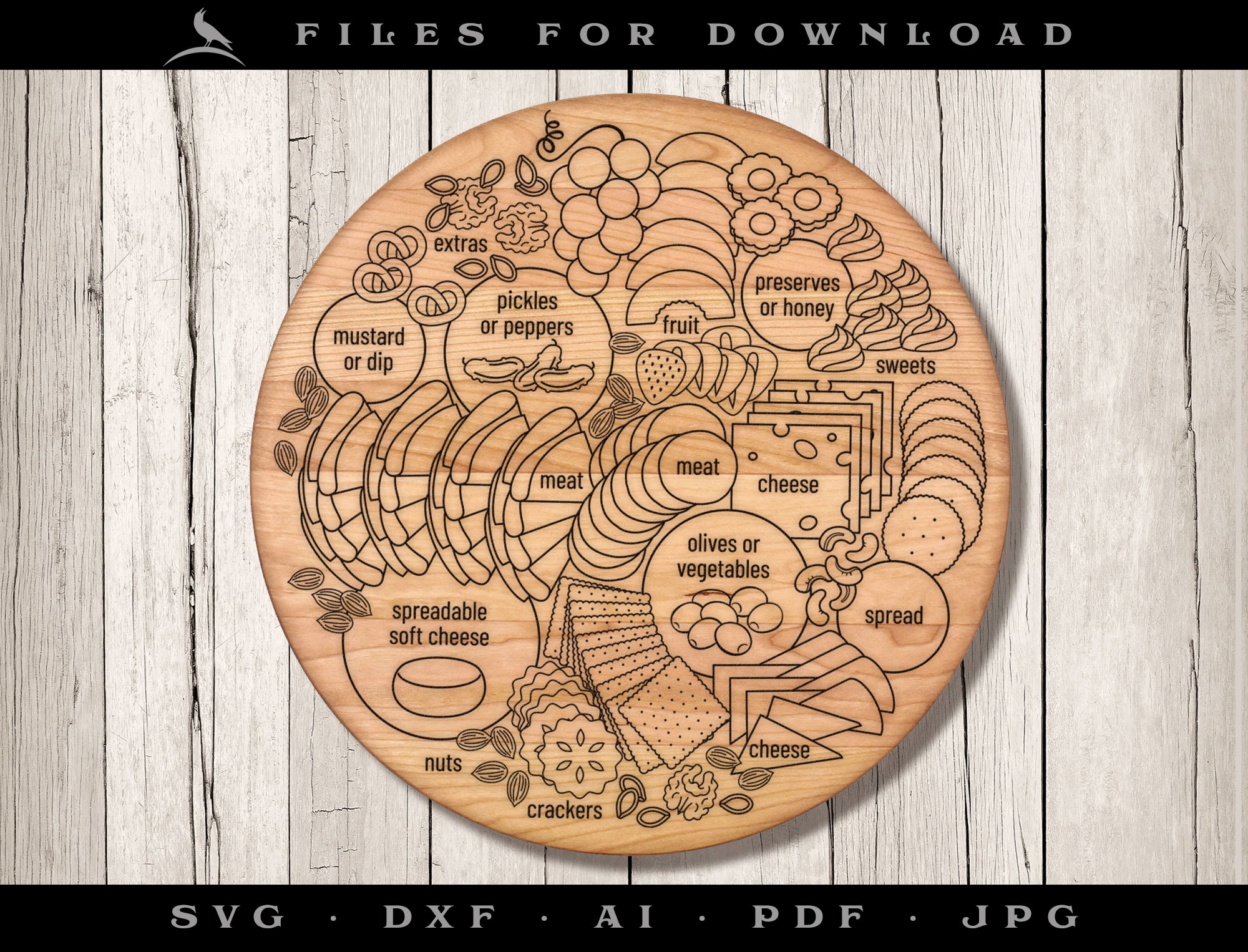 Charcuterie Drawing for Round Serving Board or Tray
